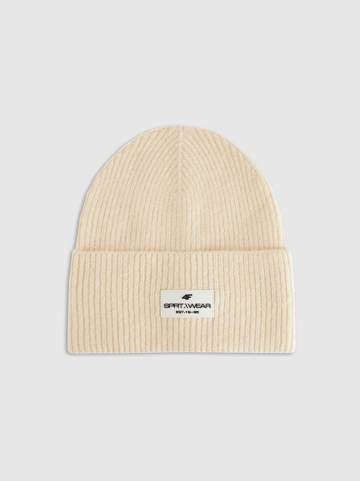 4F Czapka beanie damska - beżowa M