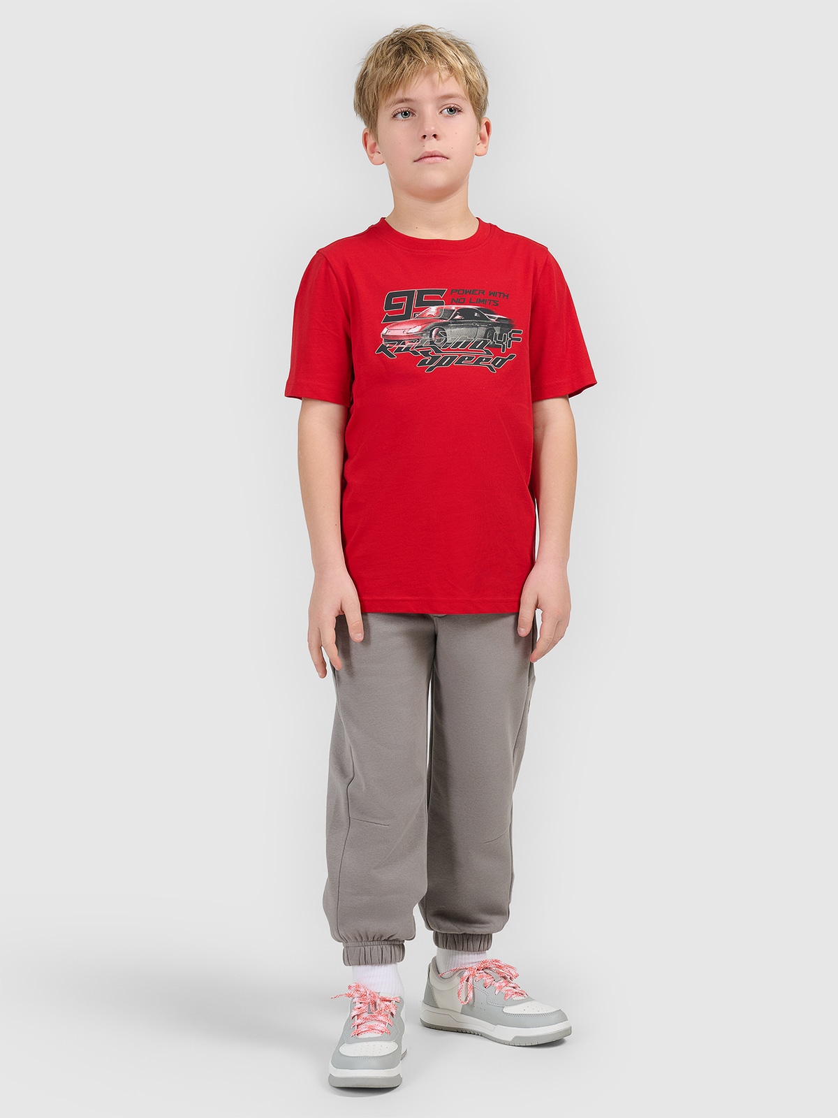 4F Spodnie dresowe joggery chłopięce - szare 128 (7-8 lat)