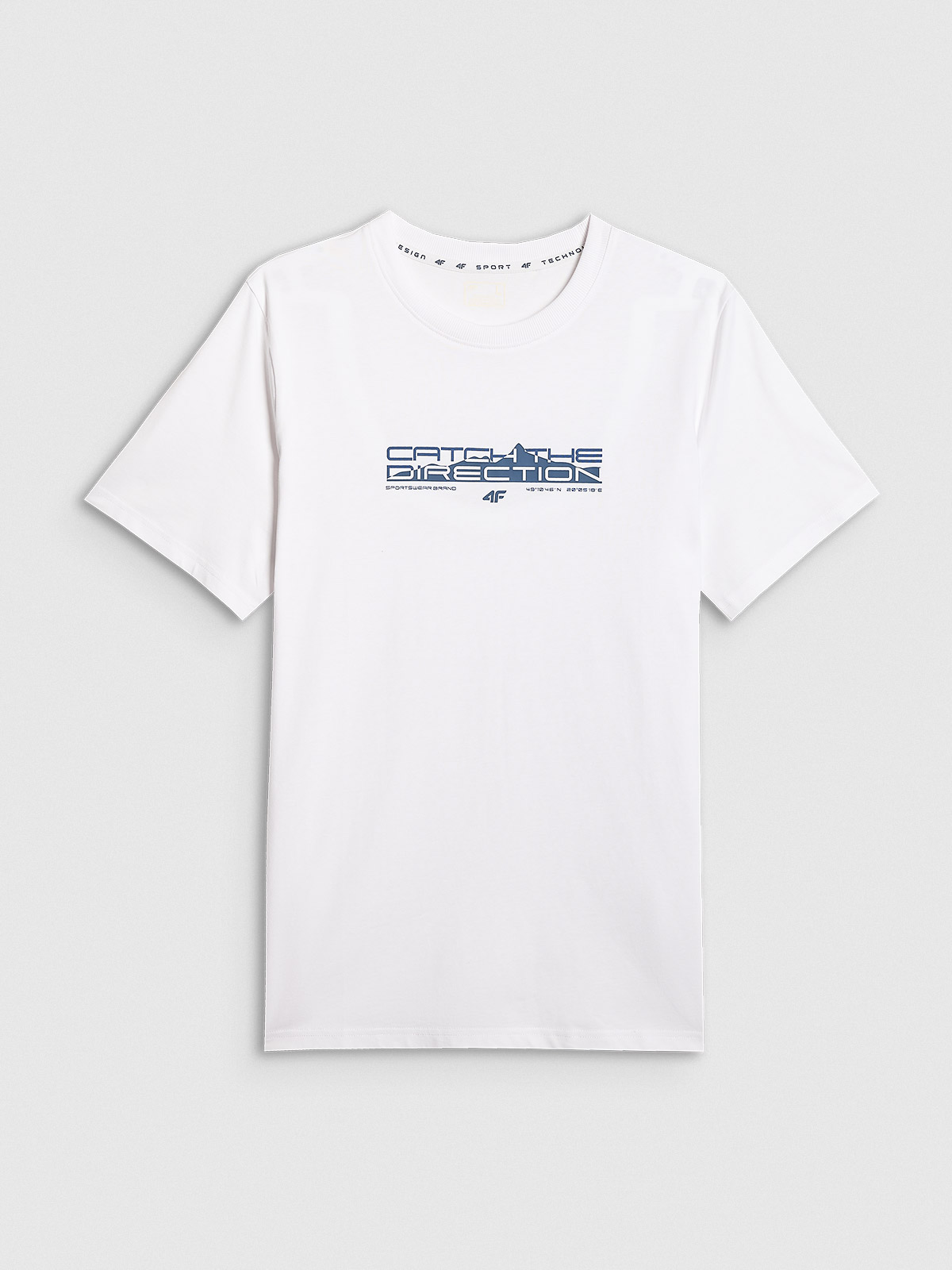 4F T-shirt regular z nadrukiem męski - biały 3XL