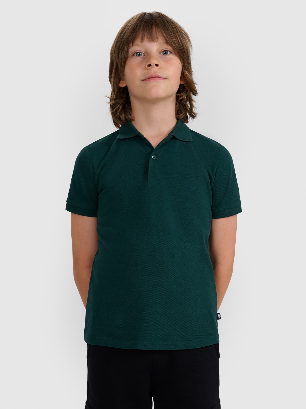 4F Koszulka polo regular chłopięca - zielona 152 (11-12 lat)