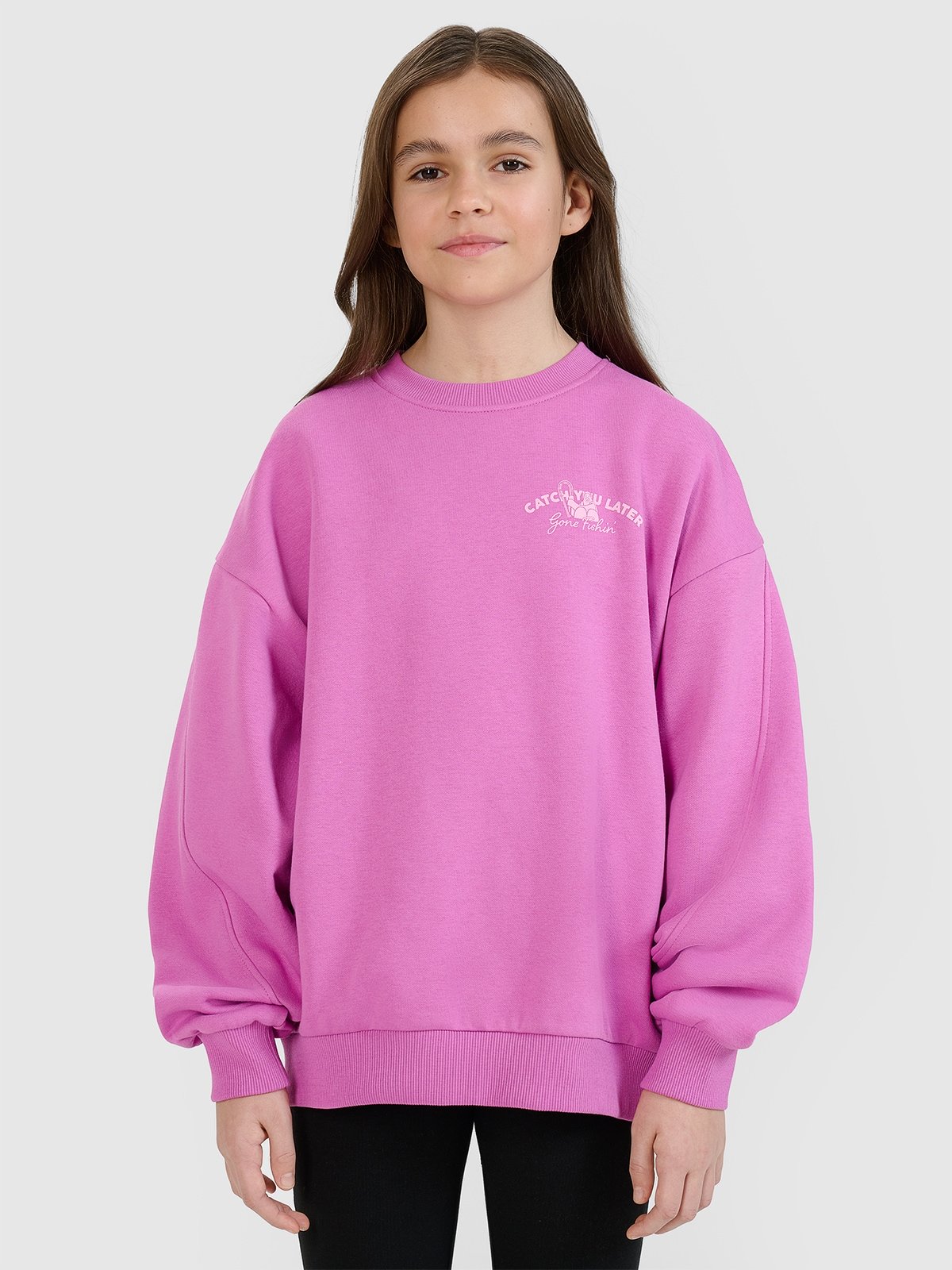 4F Bluza dresowa nierozpinana bez kaptura dziewczęca - różowa 146 (10-11 lat)