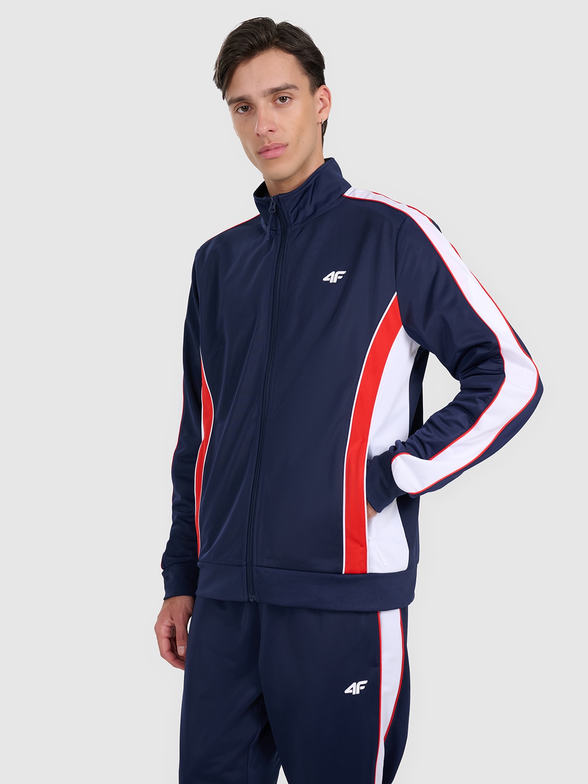 4F Bluza dresowa rozpinana bez kaptura męska - granatowa L