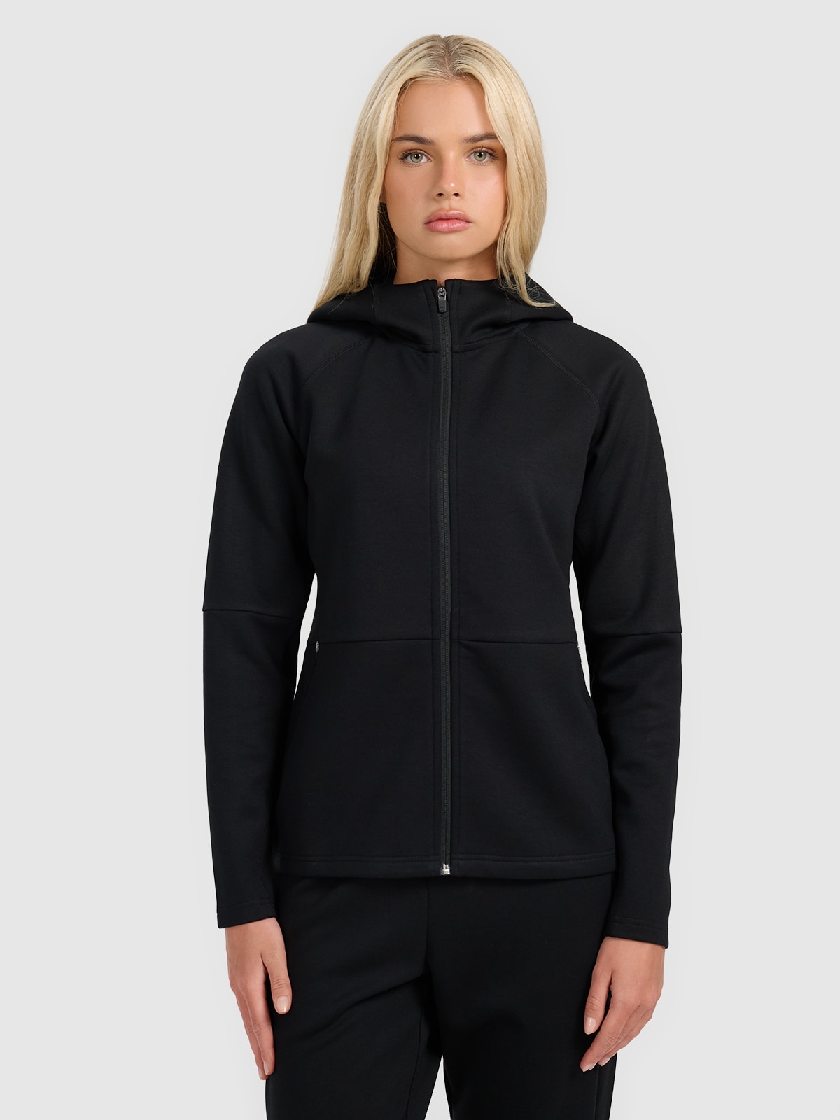 4F Bluza dresowa rozpinana z kapturem damska - czarna S