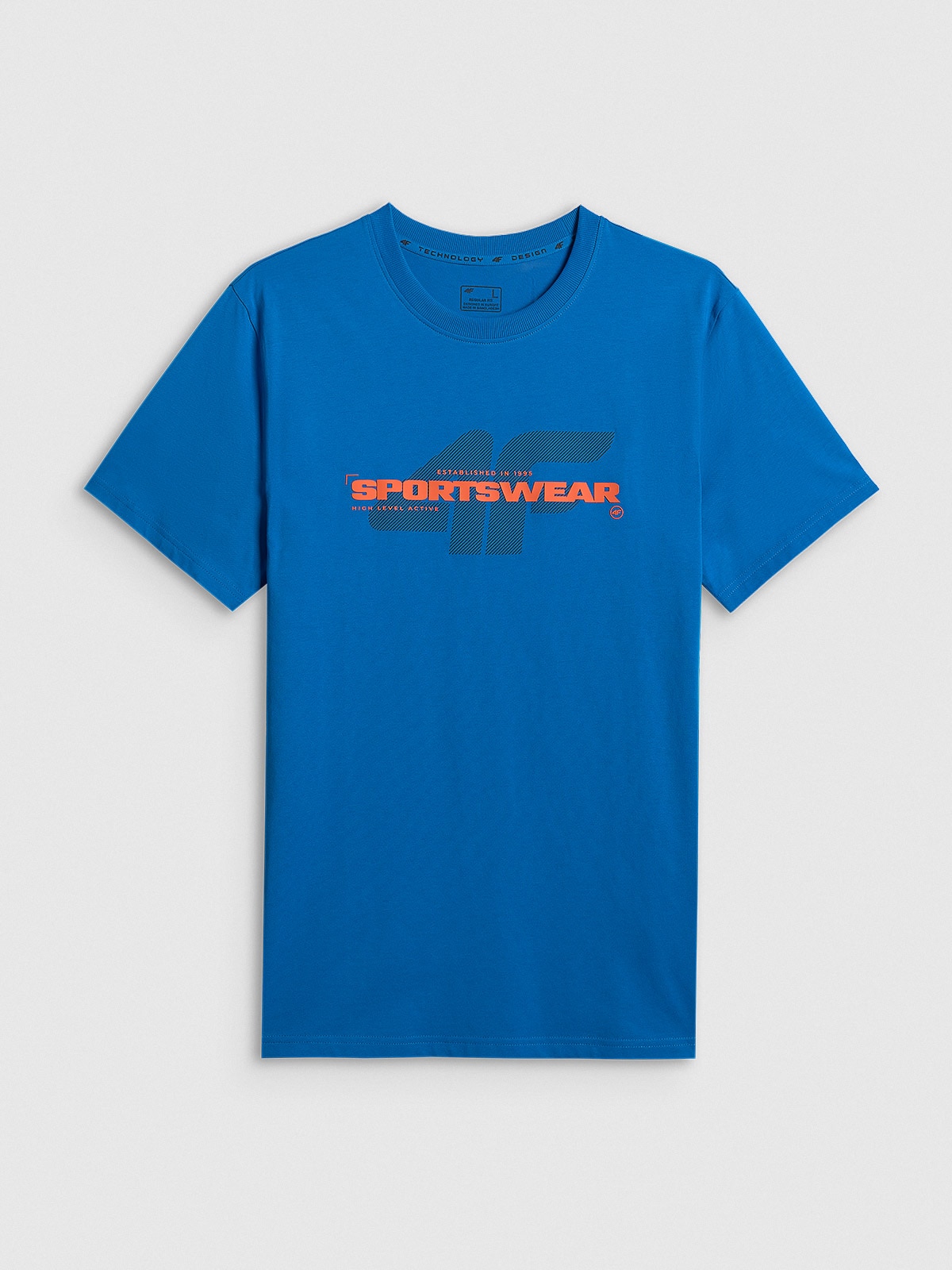 4F T-shirt regular z nadrukiem męski - niebieski M