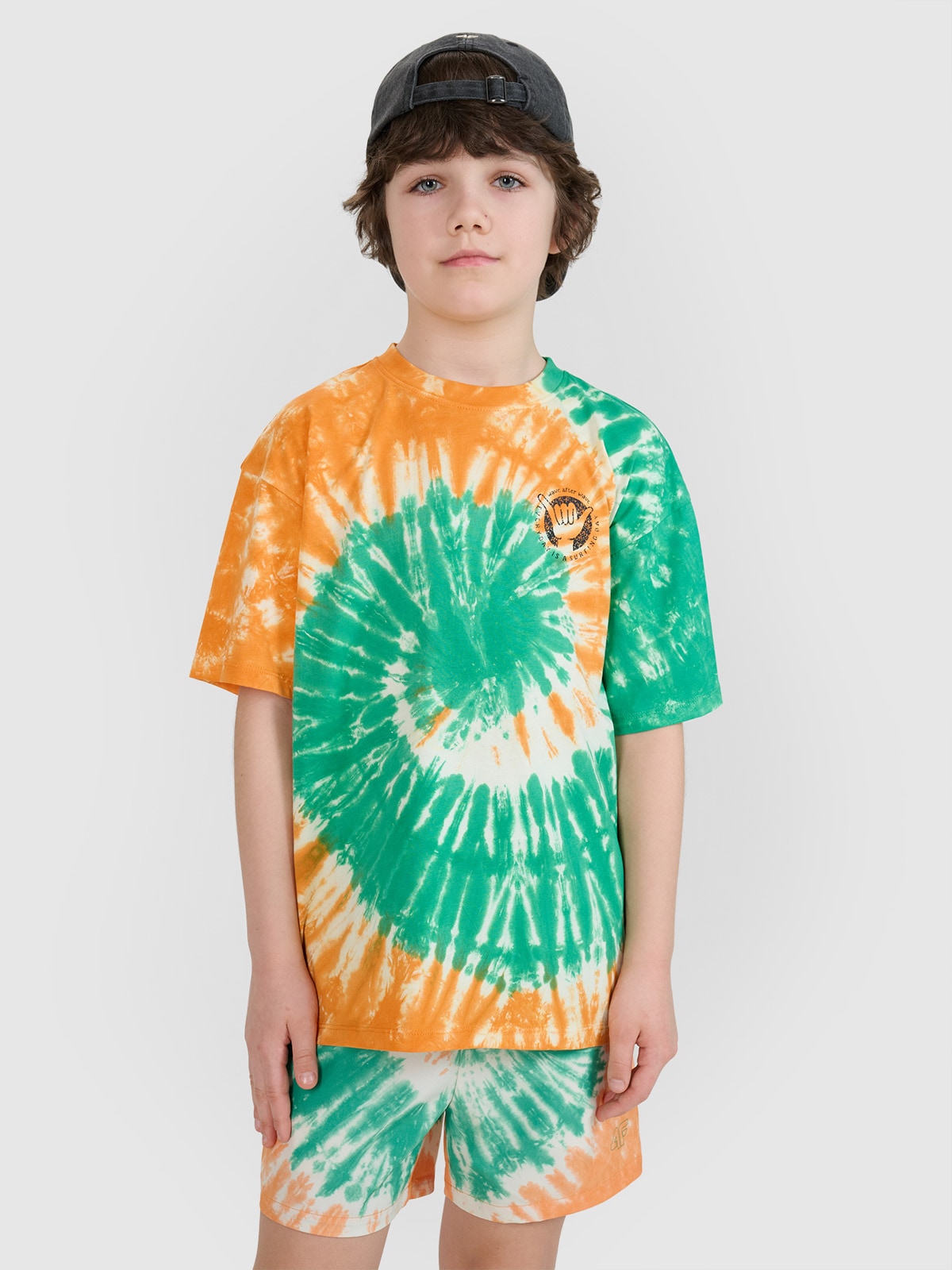 4F T-shirt oversize tie-die chłopięcy - multikolor 164 (13-14 lat)