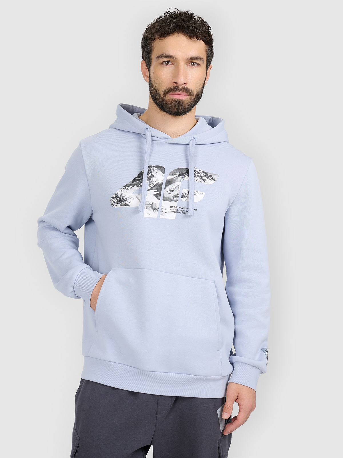 4F Bluza dresowa nierozpinana z kapturem męska - niebieska M