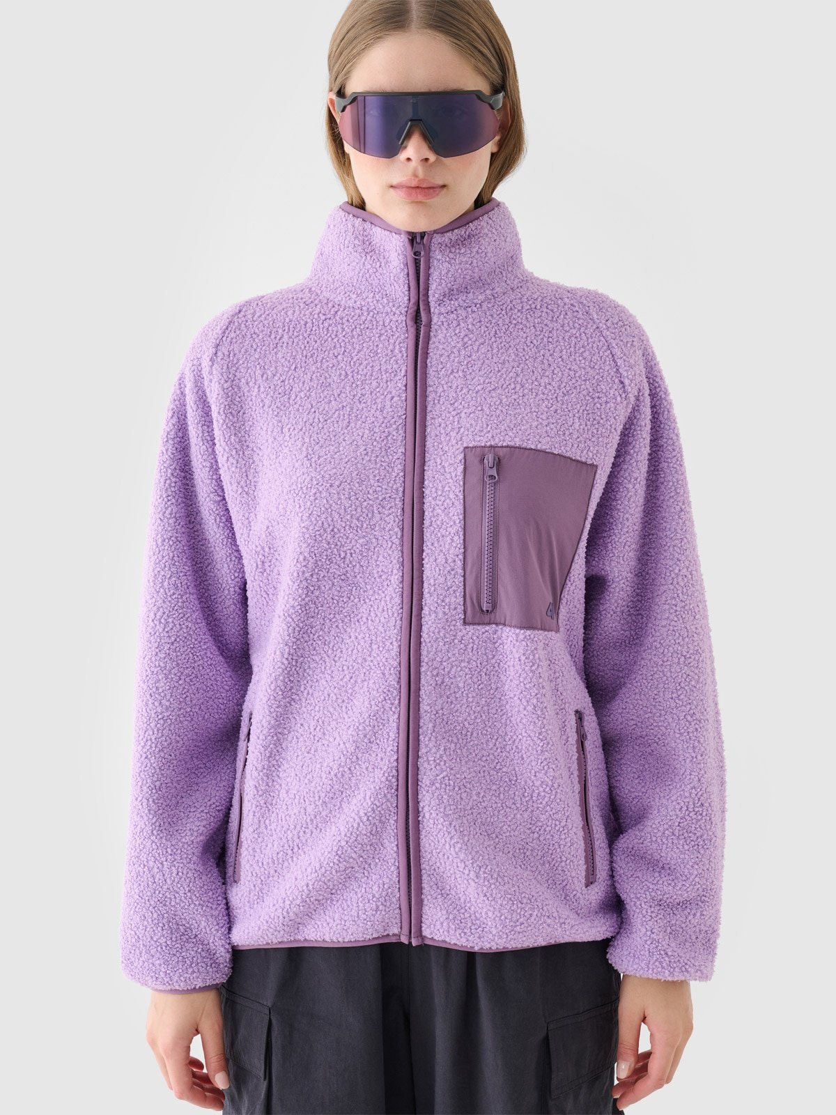 4F Polar sherpa ze stójką damski - fioletowy L