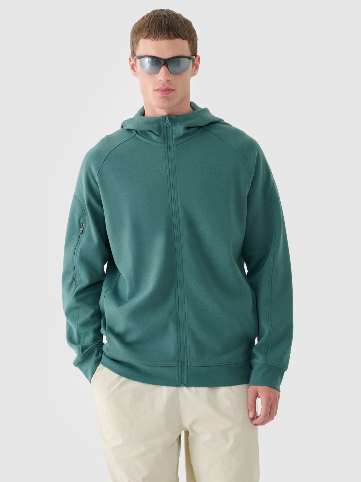 4F Bluza dresowa rozpinana z kapturem męska - zielona S