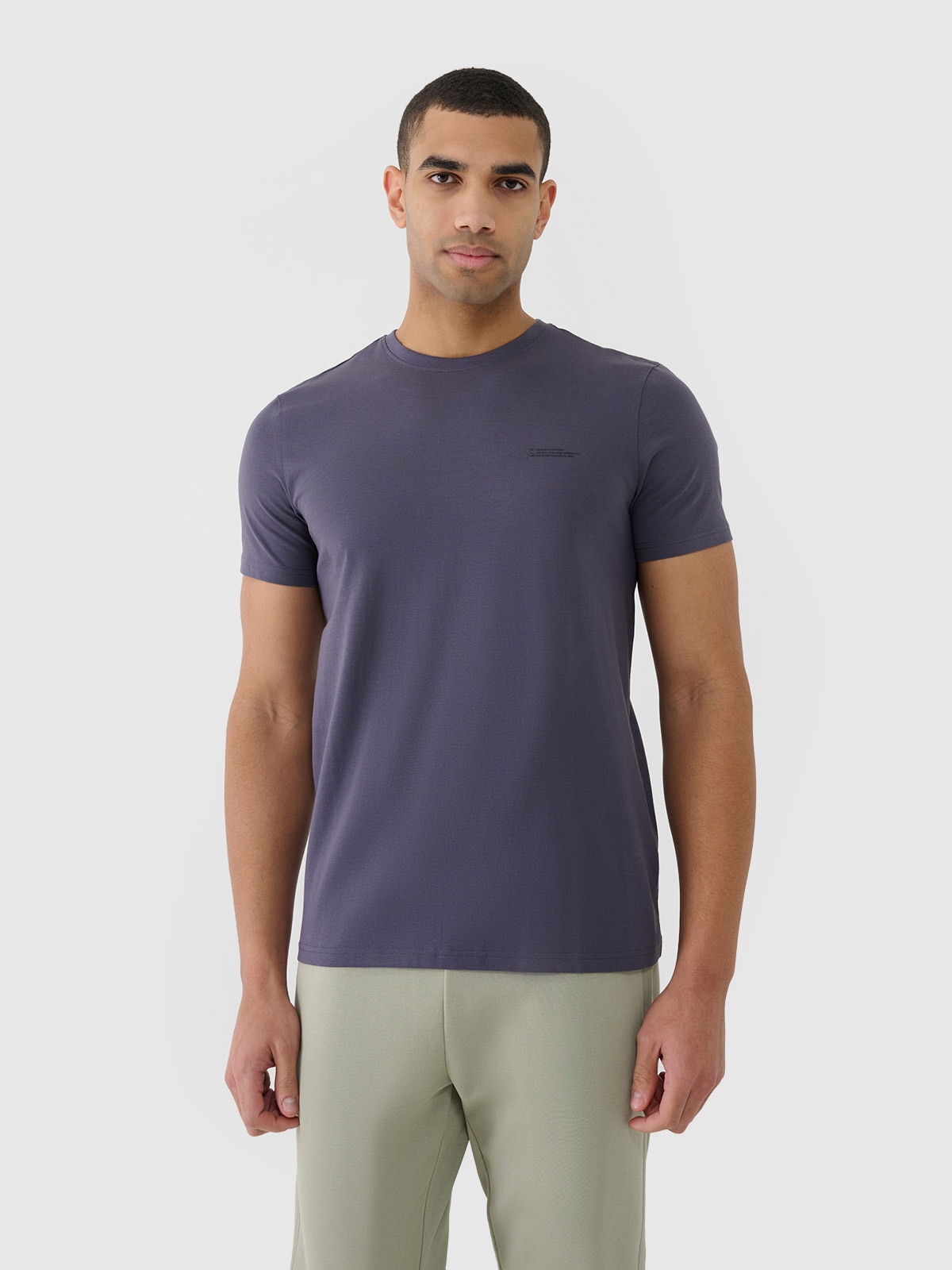 4F T-shirt regular gładki męski - szary S