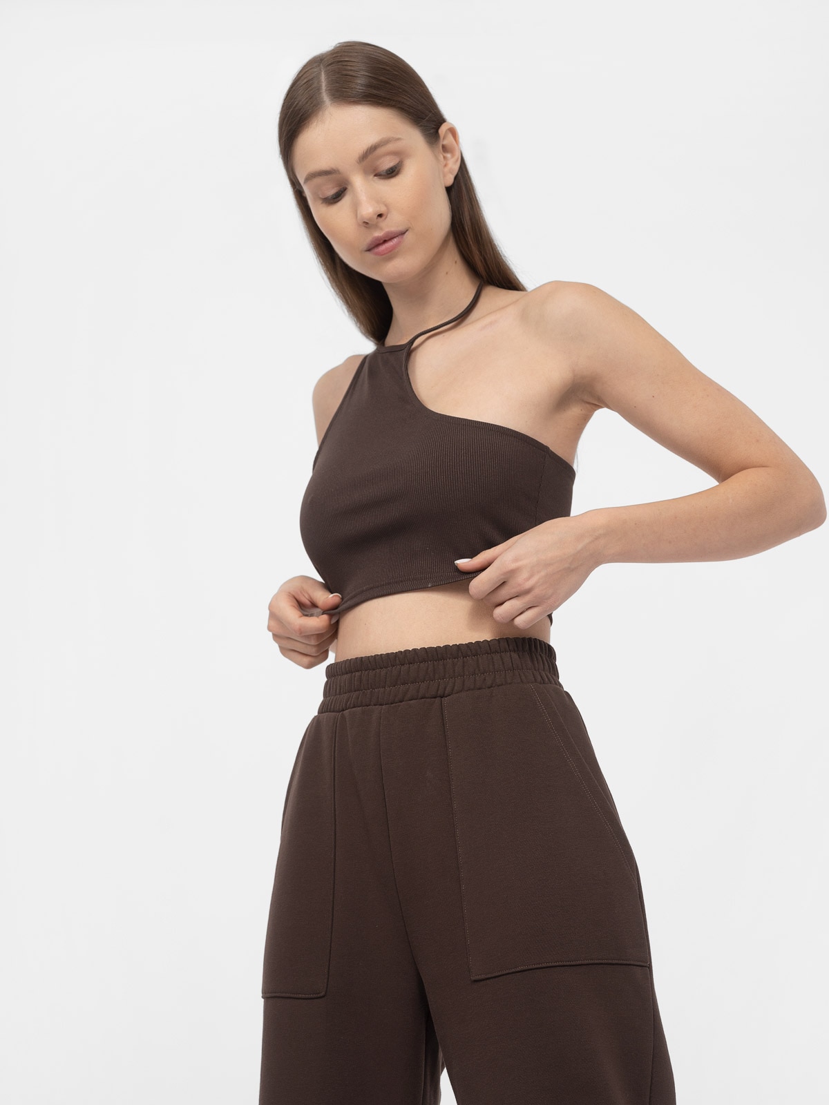 4F Crop top asymetryczny na jedno ramię damski XS