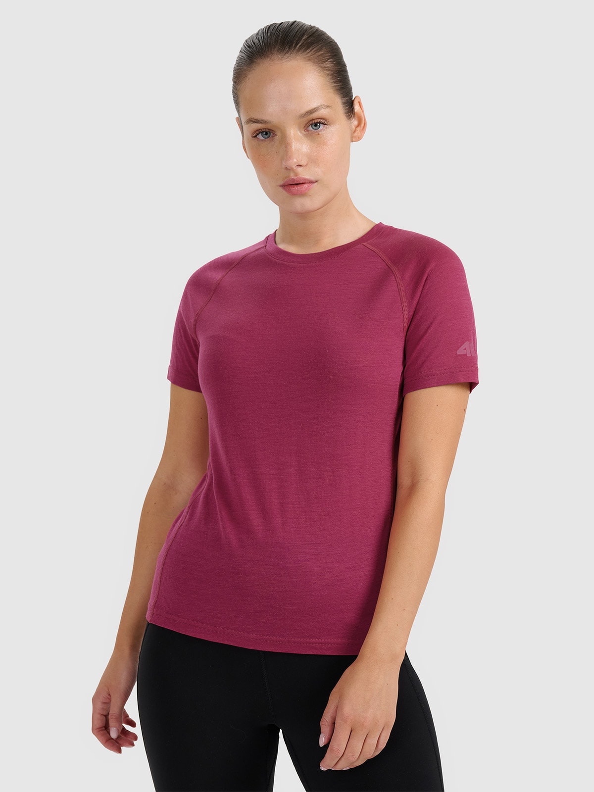 4F Koszulka trekkingowa z wełną merino damska - różowa XS