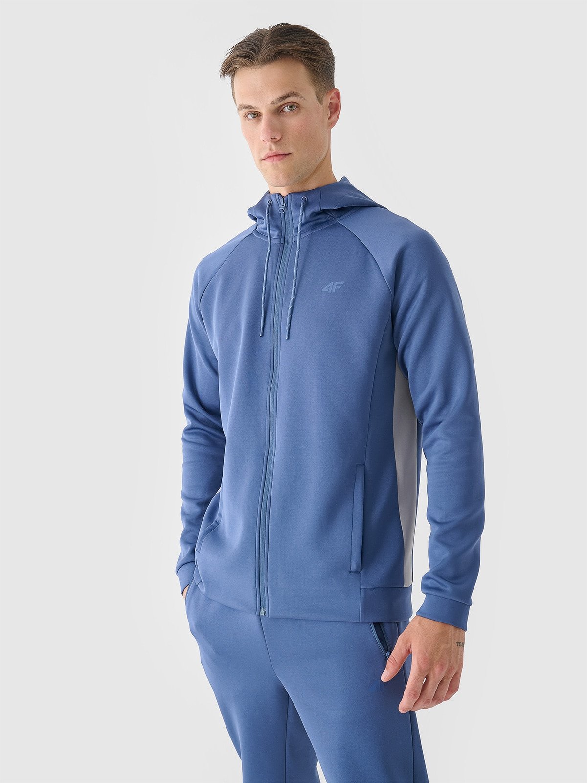 4F Bluza treningowa rozpinana z kapturem męska - niebieska M