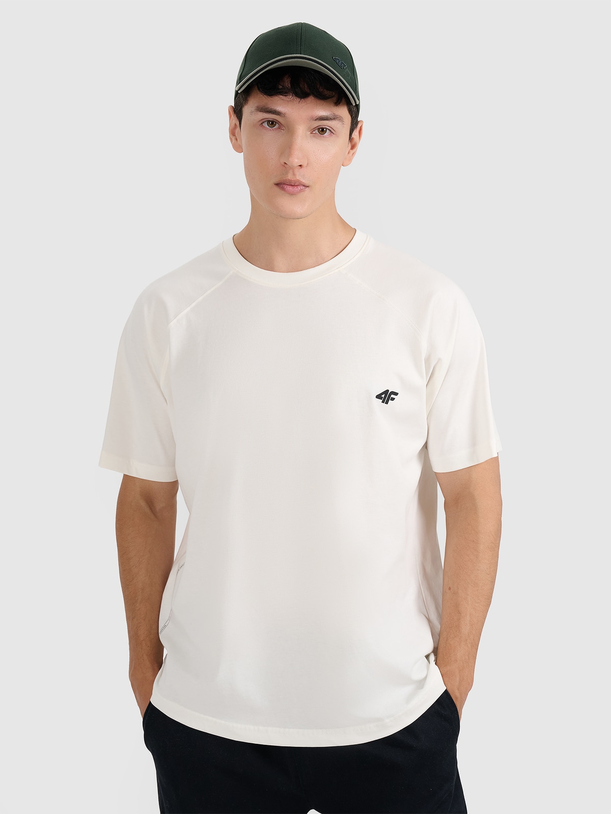 4F T-shirt oversize gładki męski - biały M