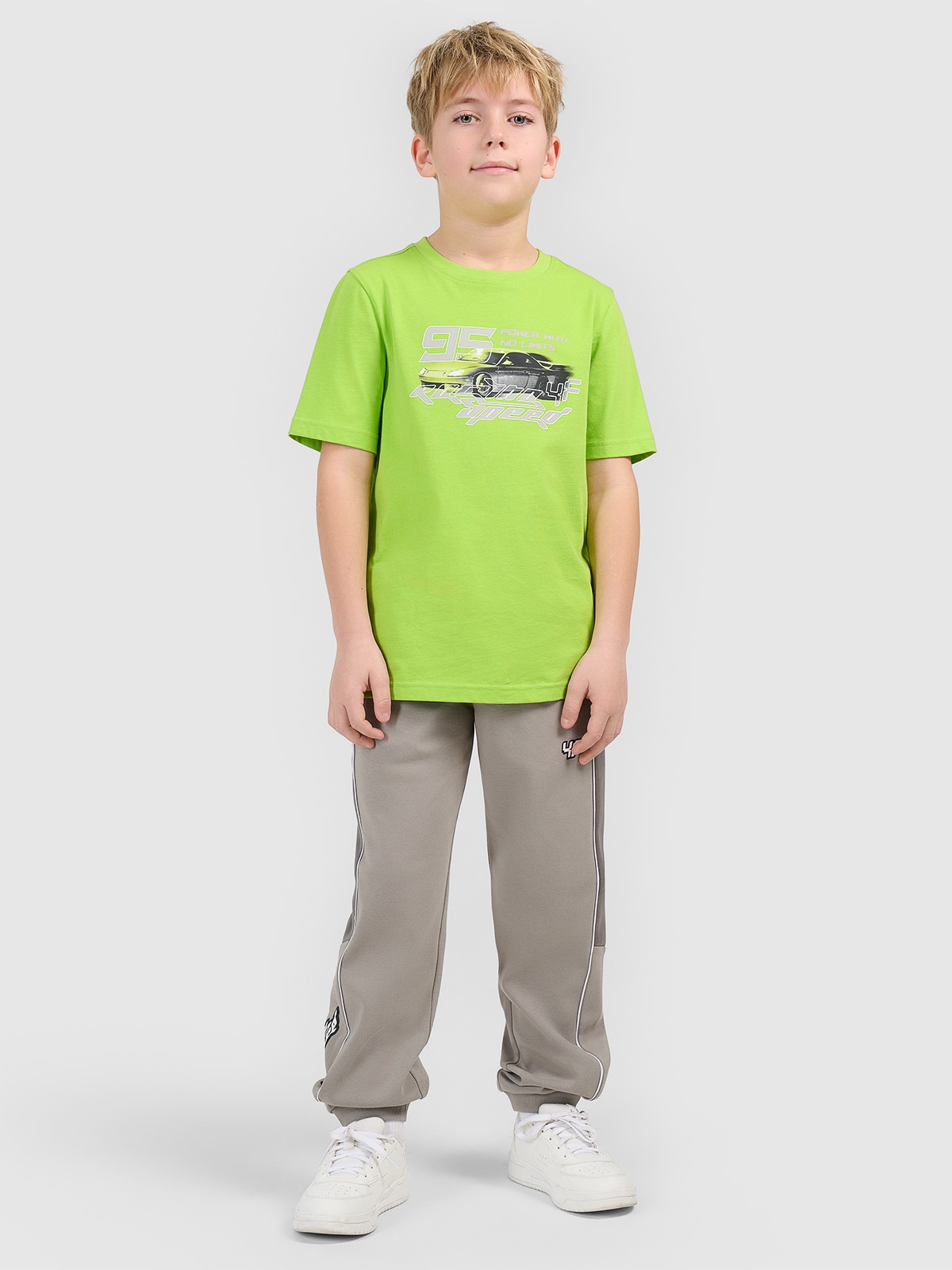 4F Spodnie dresowe joggery chłopięce - szare 134 (8-9 lat)