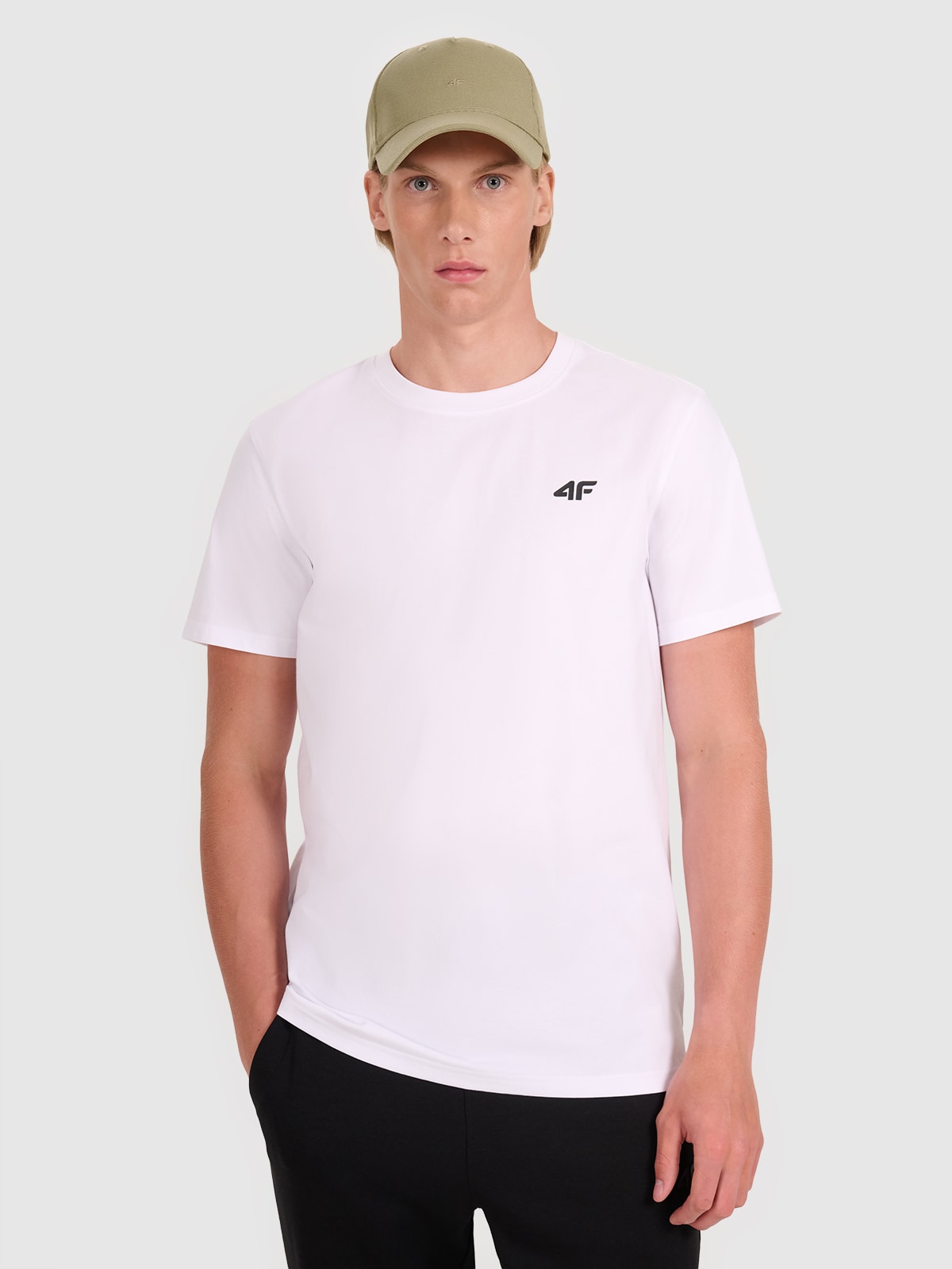 4F T-shirt regular gładki męski - biały 3XL