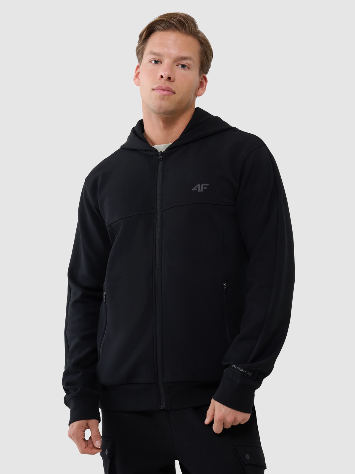 4F Bluza dresowa rozpinana z kapturem męska - czarna M