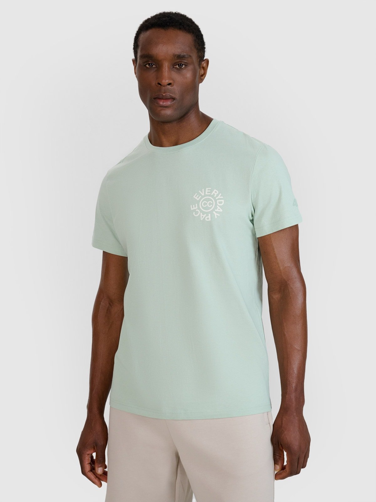 4F T-shirt regular z nadrukiem męski - turkusowy XXL