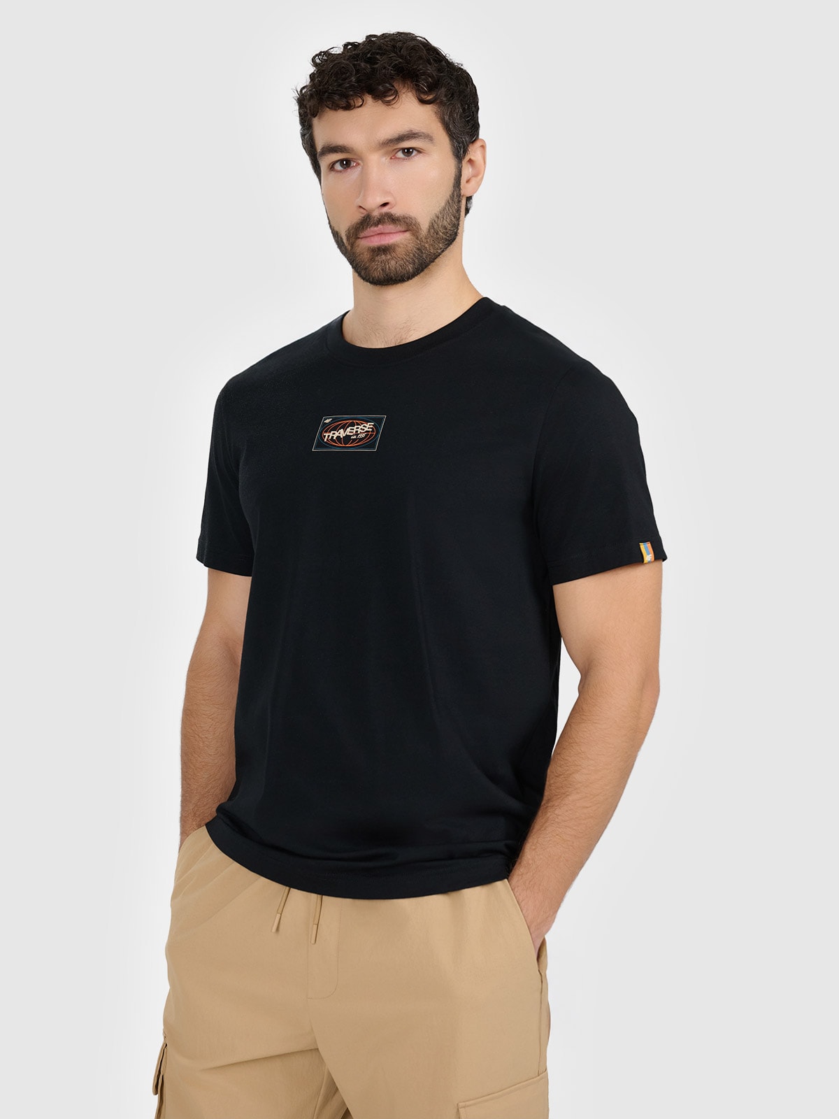 4F T-shirt regular z nadrukiem męski - czarny L