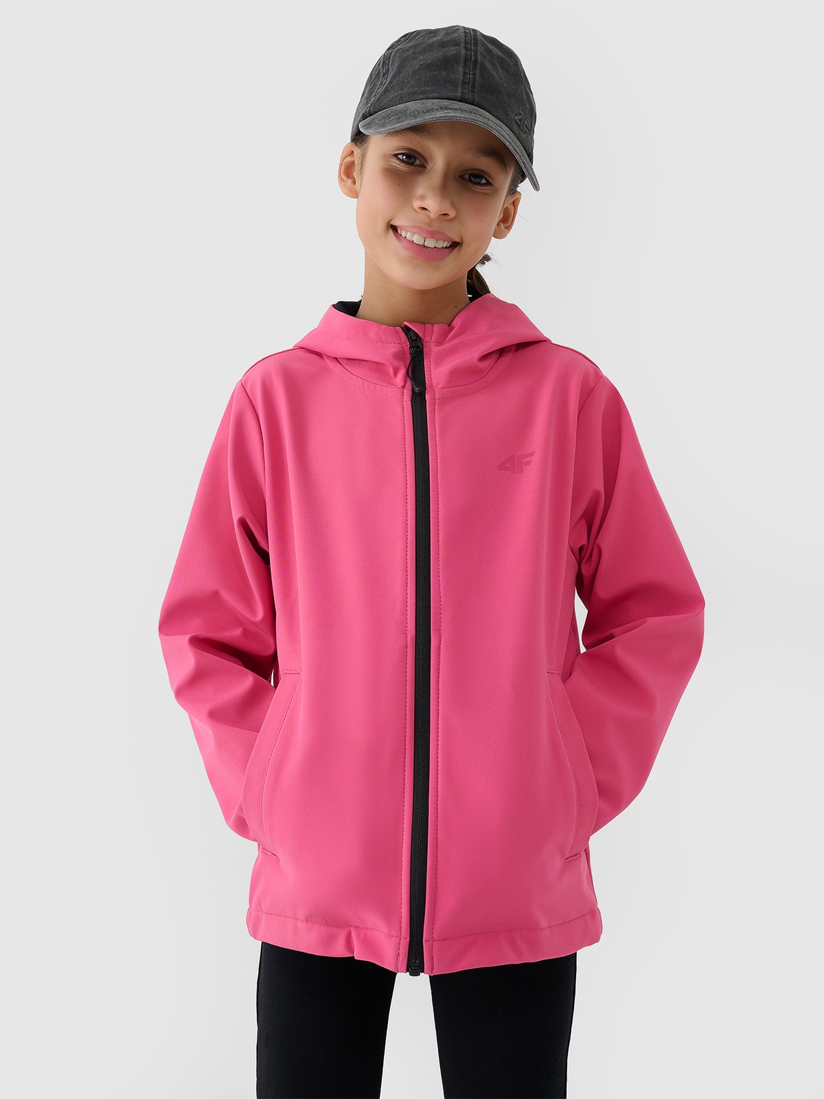 4F Kurtka softshell wiatroodporna membrana 5000 dziewczęca - różowa 146 (10-11 lat)