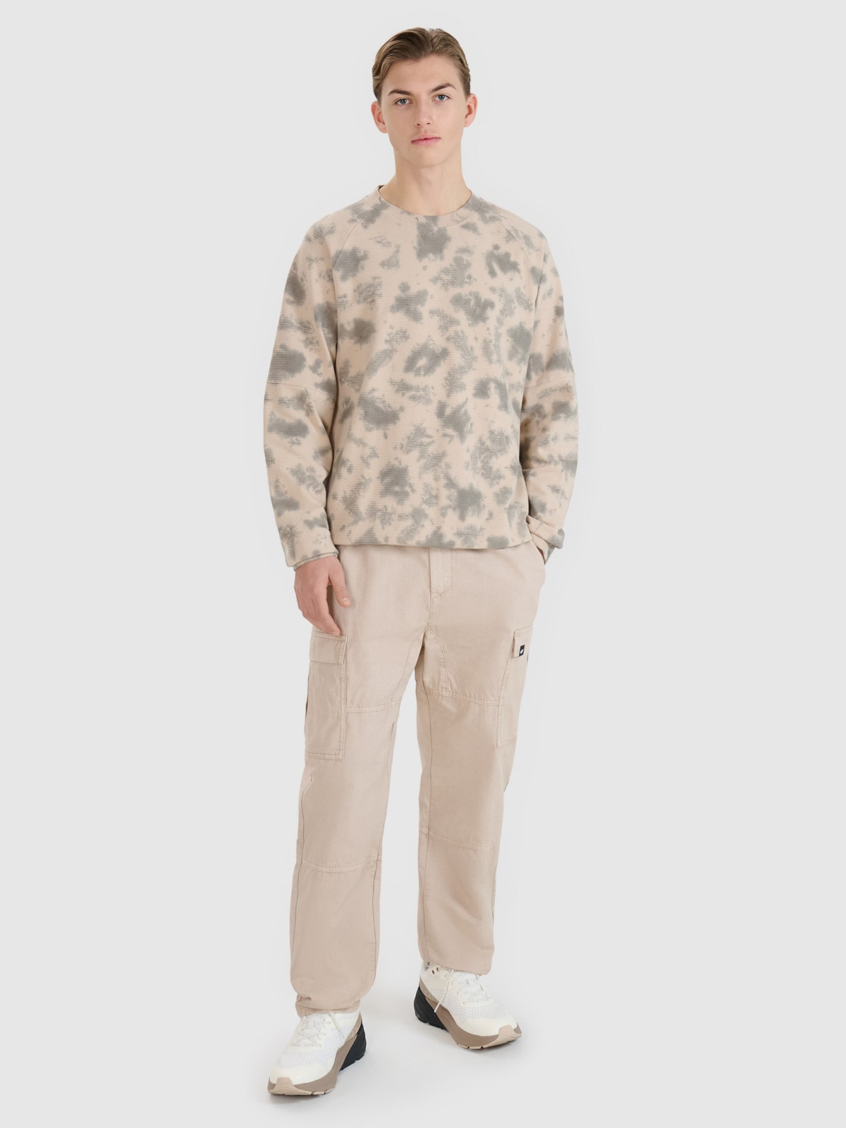 4F Spodnie casual cargo męskie - beżowa XXL