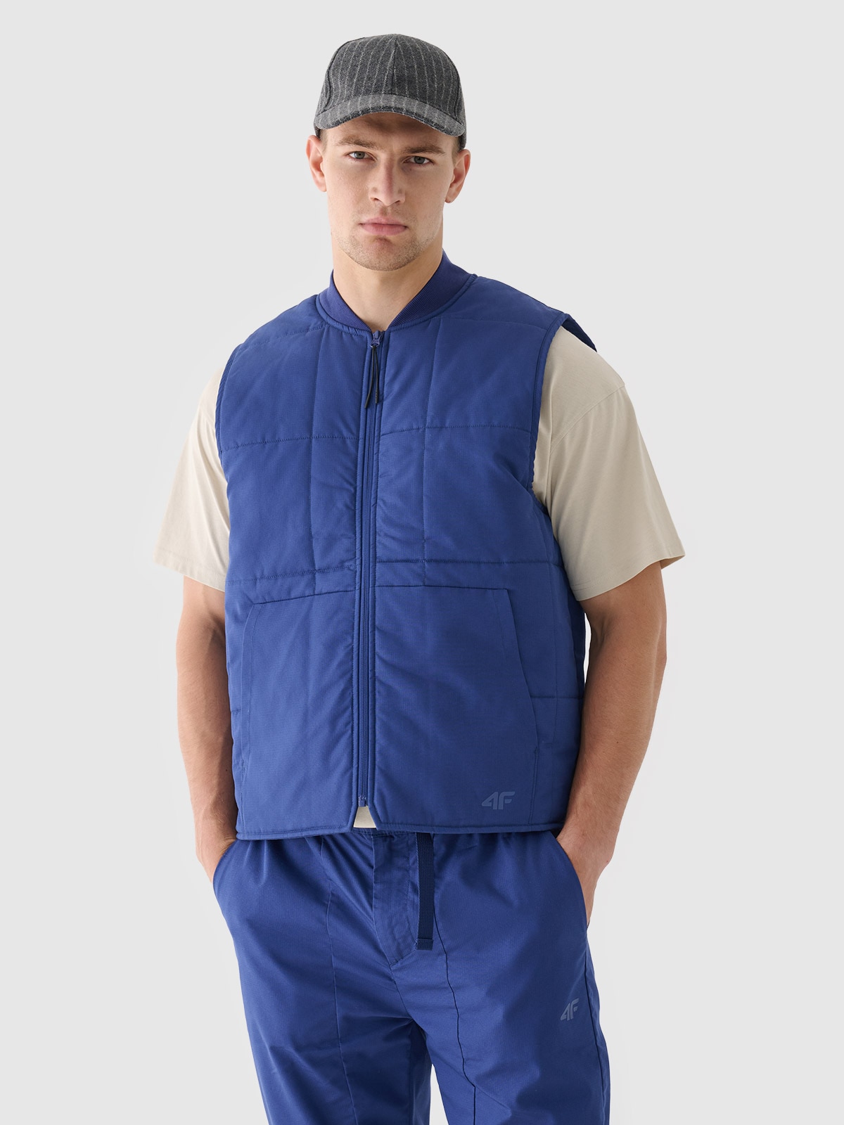 4F Bezrękawnik puchowy ze stójką męski - granatowy XXL