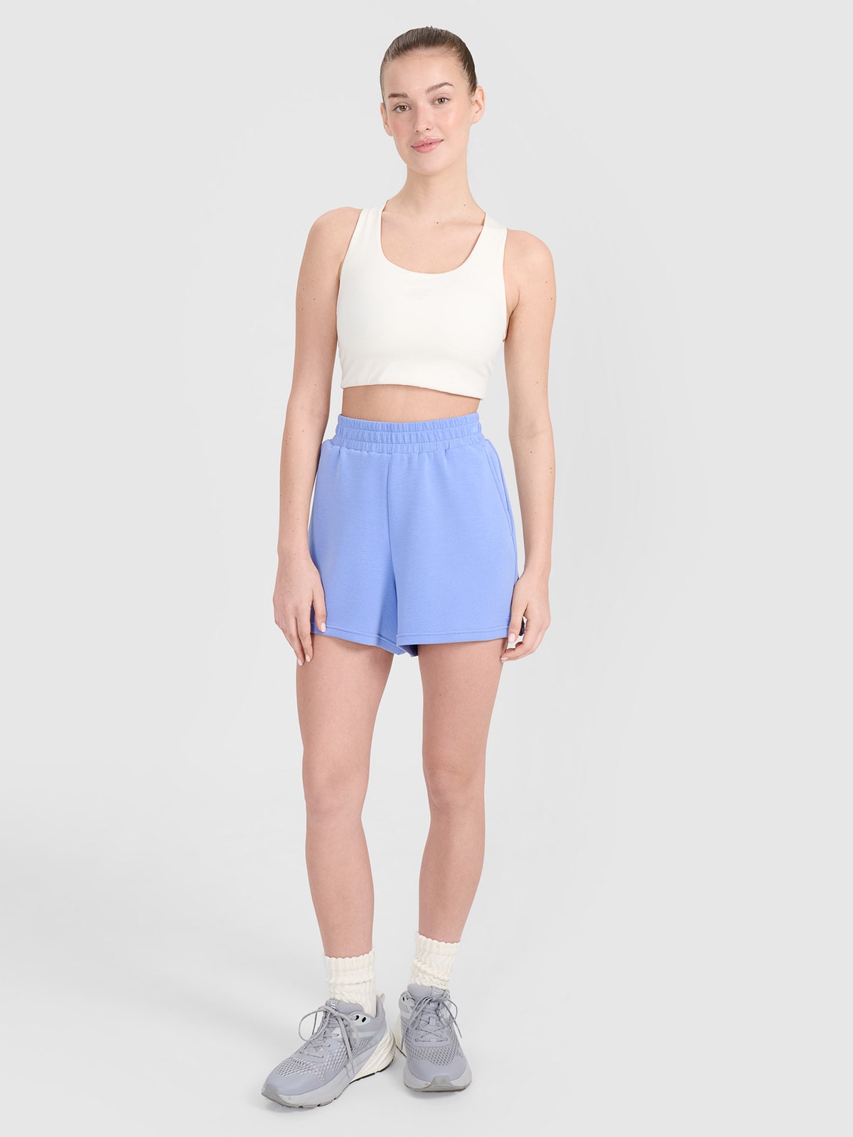 4F Spodenki dresowe z modalem damskie - niebieskie L