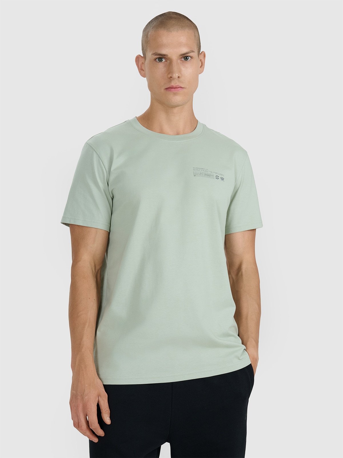 4F T-shirt regular z nadrukiem męski - turkusowy M