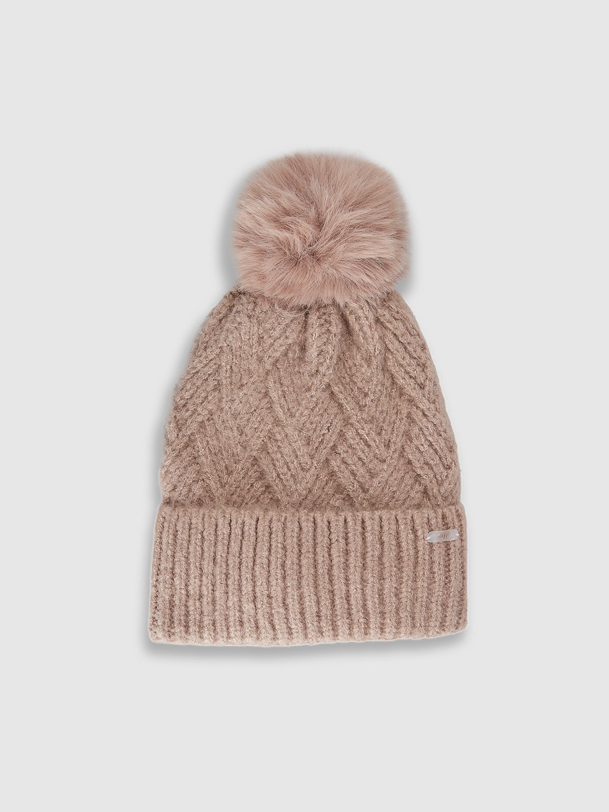 4F Czapka zimowa z pomponem dziewczęca - beżowa Uniwersalny
