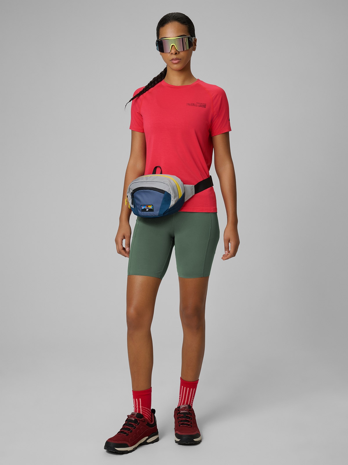 4F Legginsy kolarki trekkingowe damskie - khaki XS