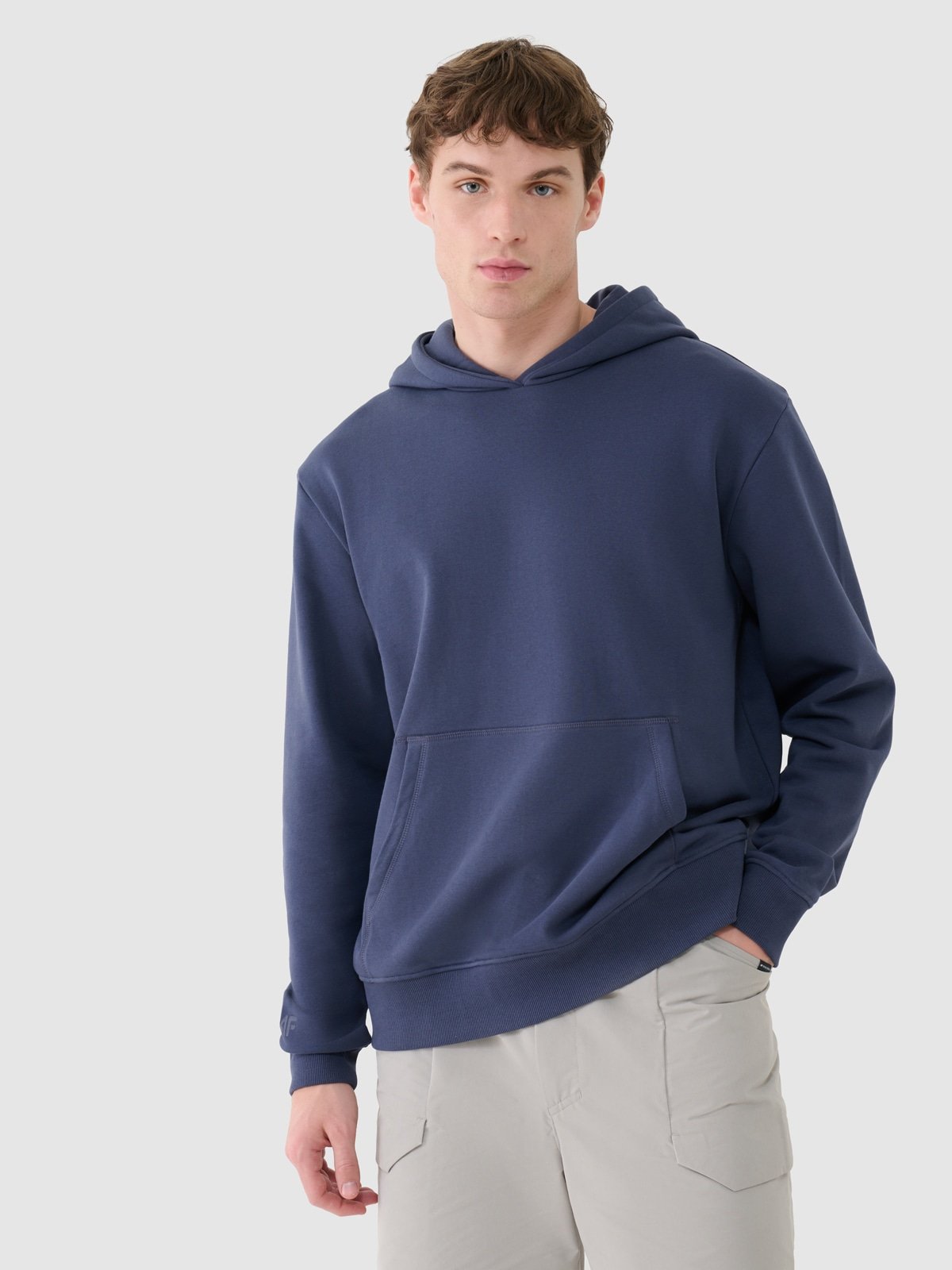 4F Bluza dresowa nierozpinana z kapturem męska - szara XL