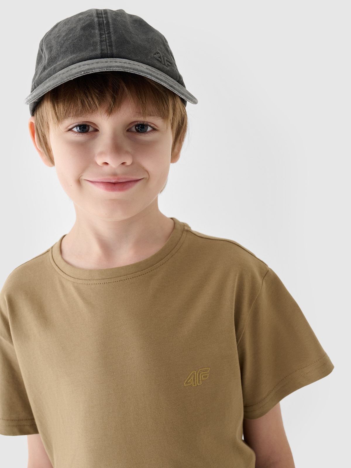 4F T-shirt gładki dziewczęcy - beżowy 140 (9-10 lat)