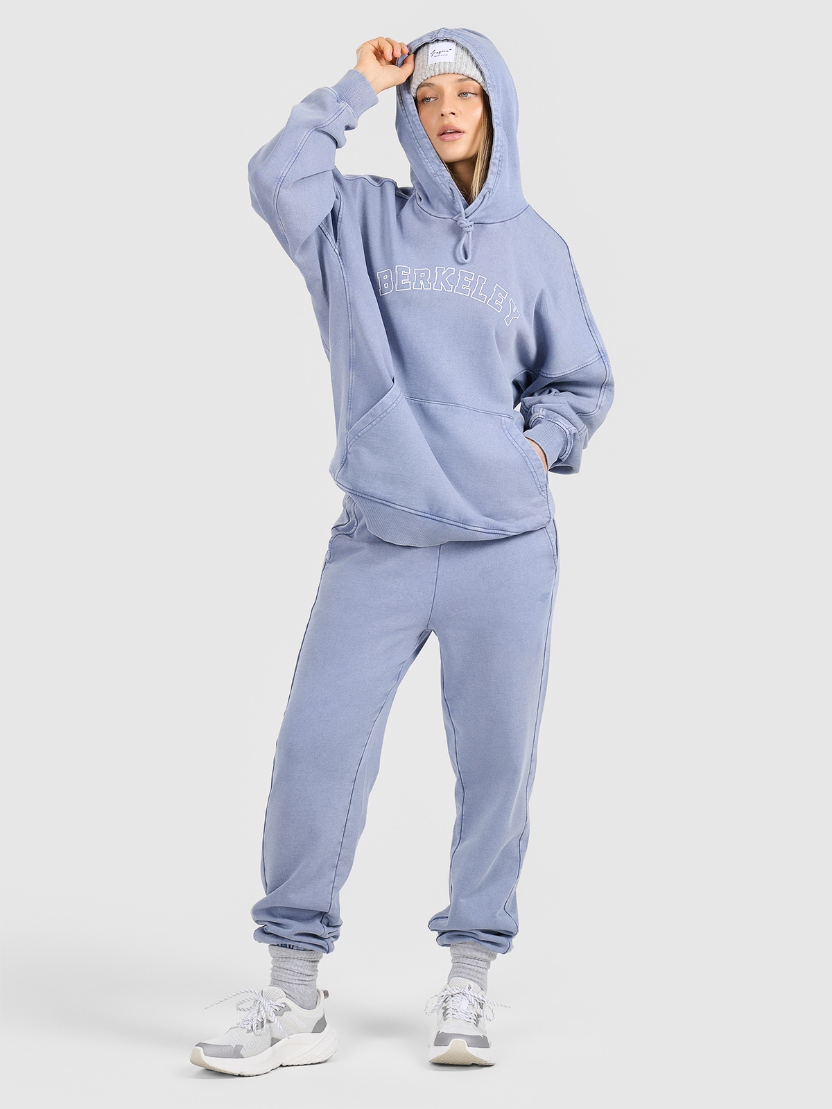 4F Spodnie dresowe joggery damskie - niebieskie XL