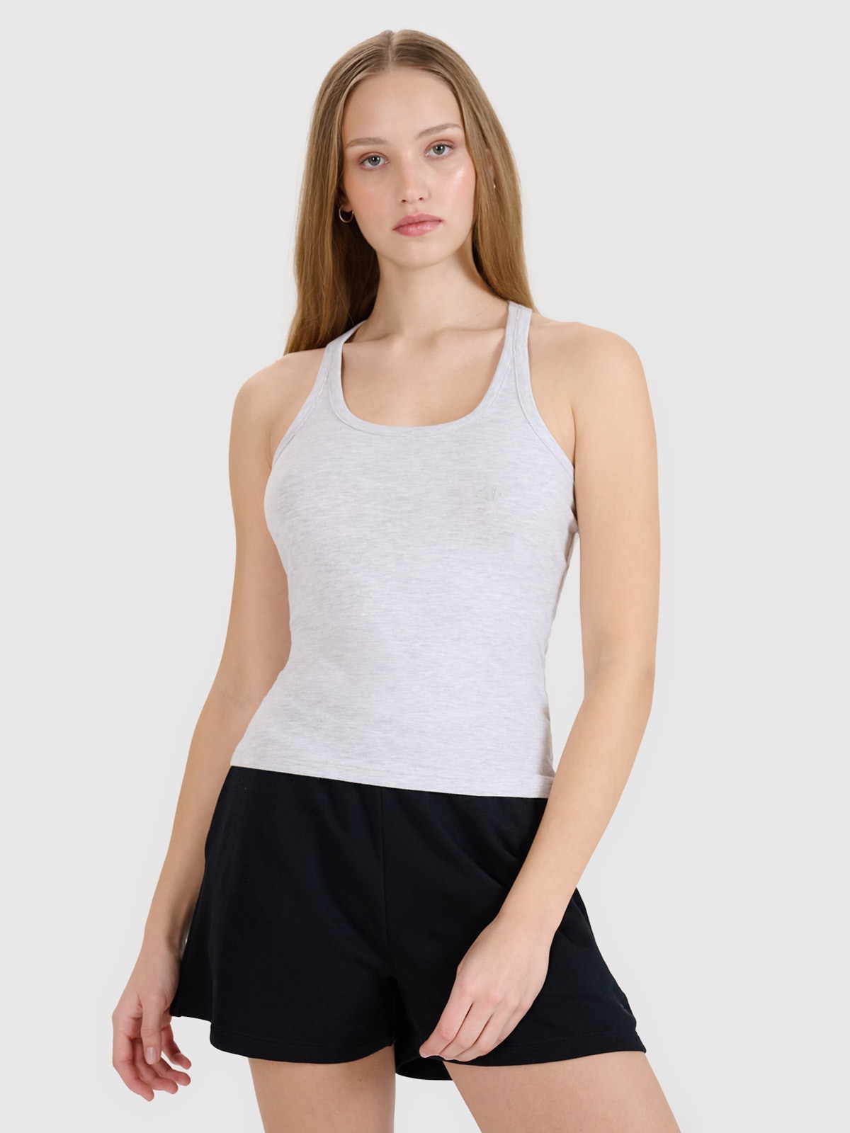 4F Top slim gładki damski - szary XS