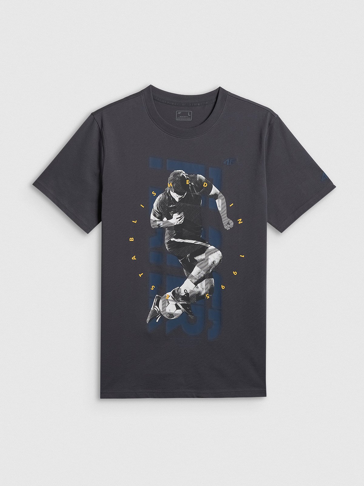 4F T-shirt regular z nadrukiem męski - szary XL