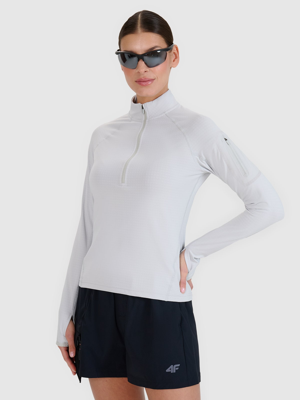 4F Bluza trekkingowa regular szybkoschnąca damska - szara XL