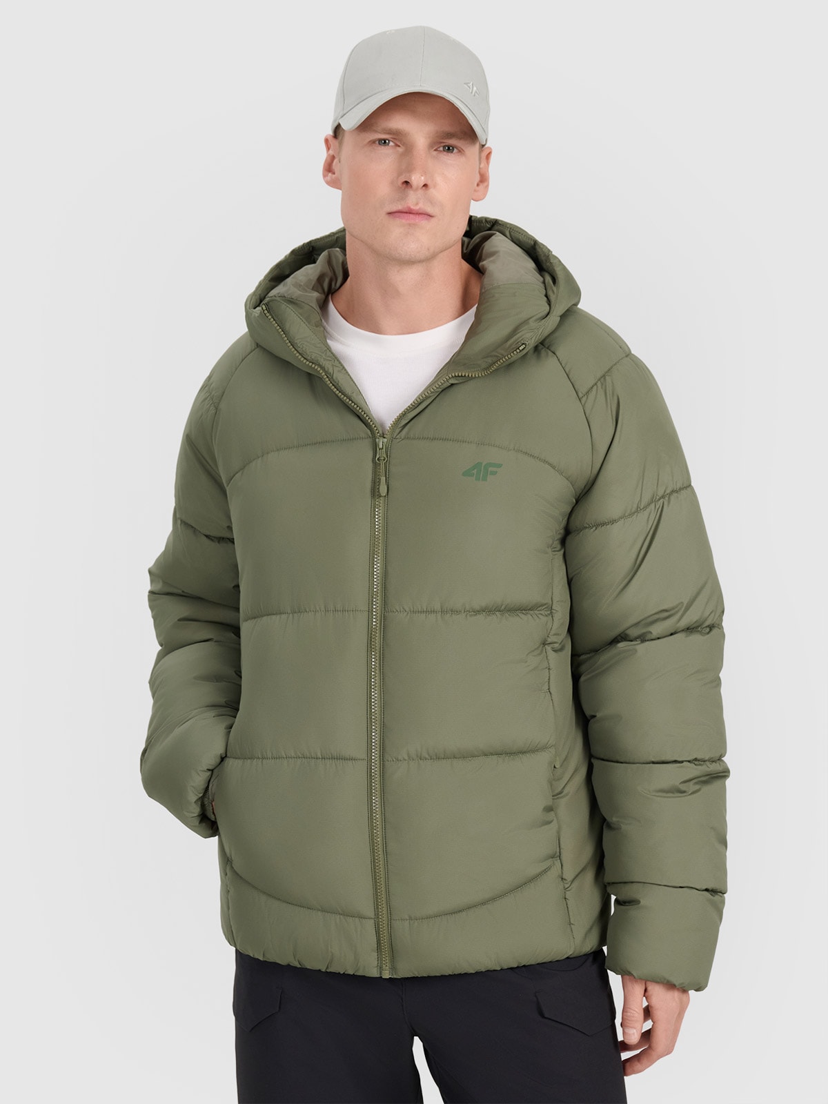 4F Kurtka puchowa z wypełnieniem syntetycznym męska - khaki XL
