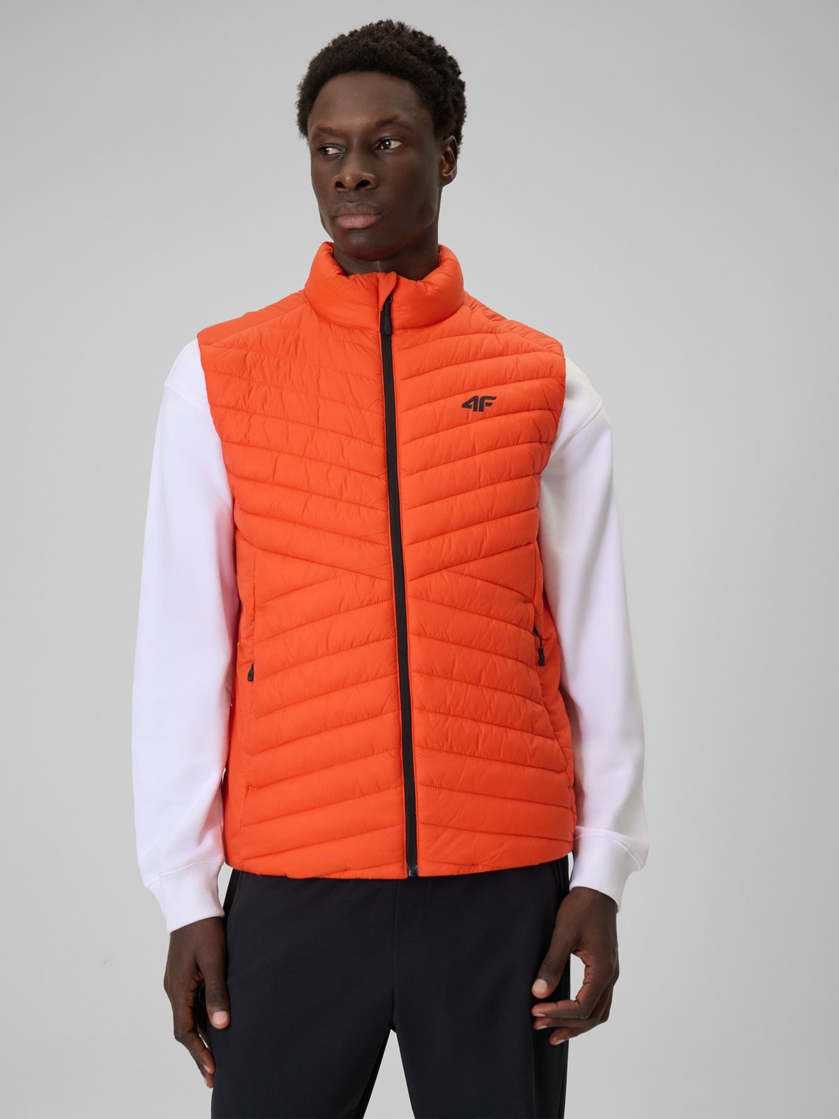 4F Bezrękawnik z wypełnieniem syntetycznym męski - pomarańczowy L