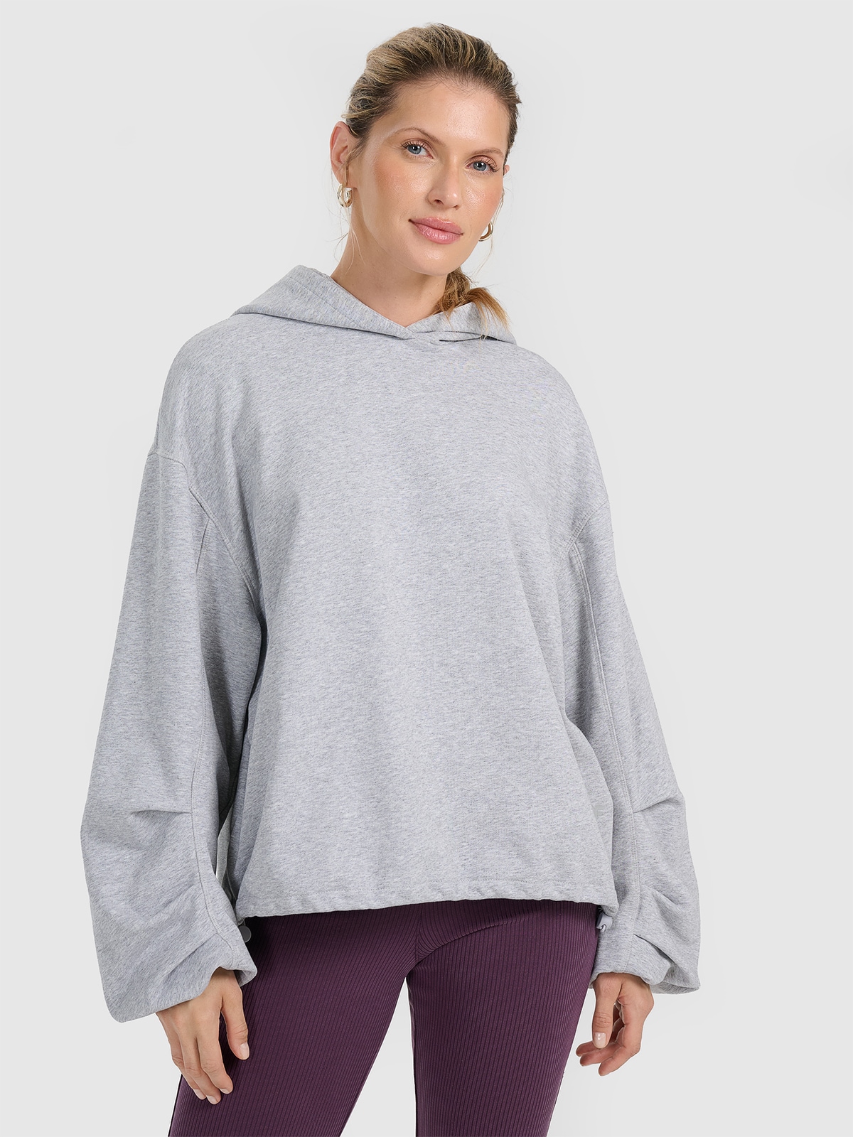 4F Bluza dresowa nierozpinana z kapturem damska - szara XS