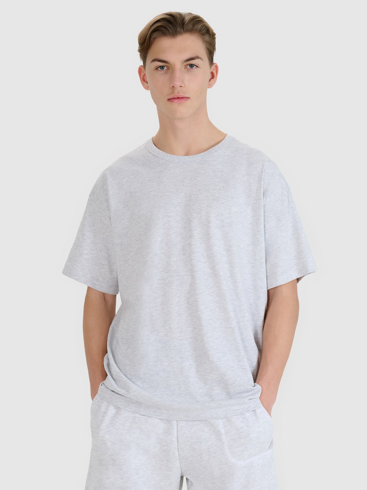 4F T-shirt oversize gładki uniseks - szary S