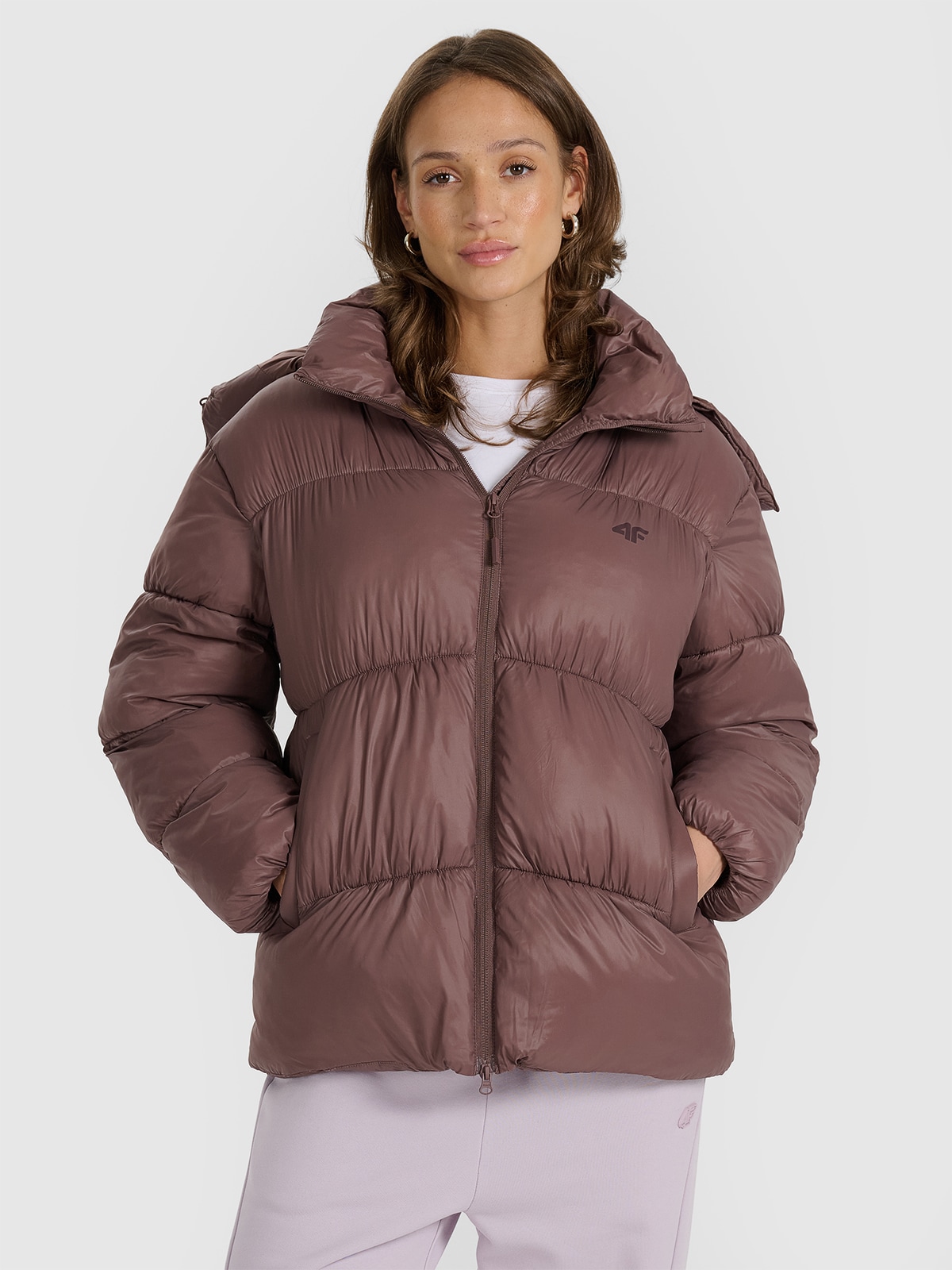 4F Kurtka puchowa z wypełnieniem syntetycznym damska - brązowa S