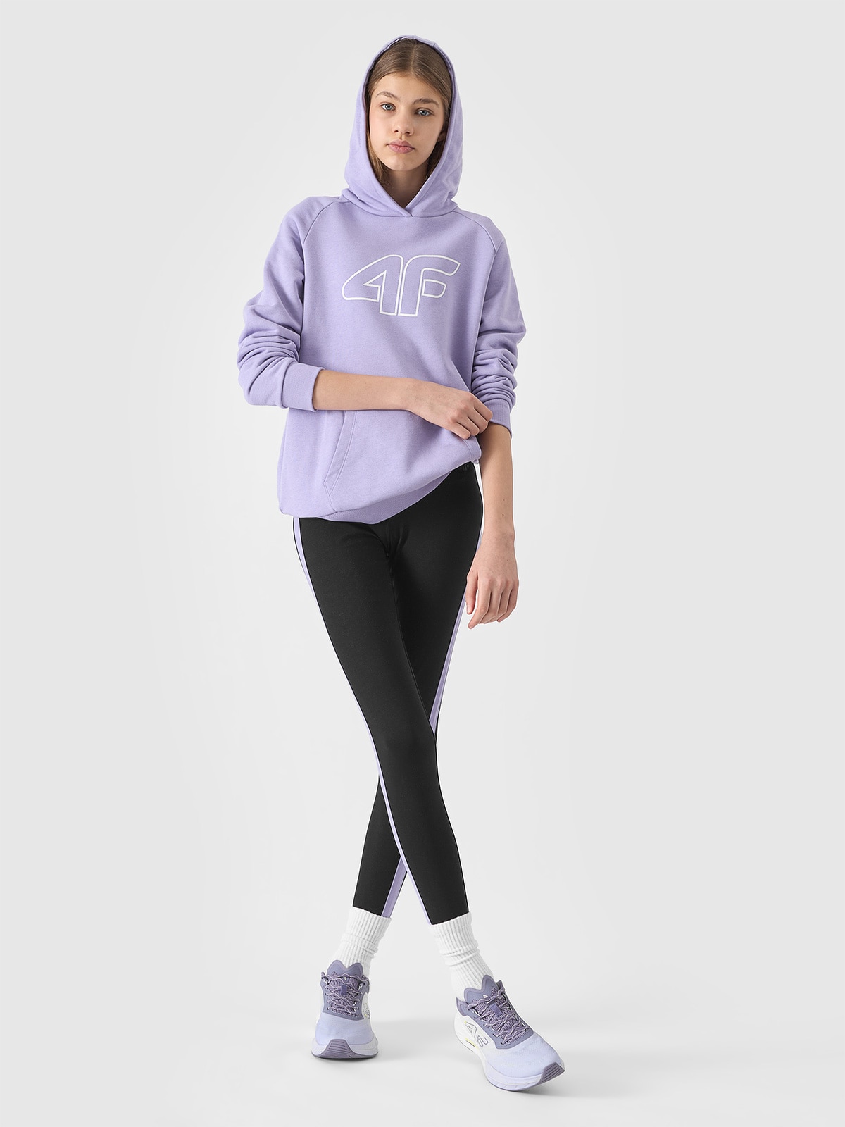 4F Legginsy dzianinowe z bawełną organiczną dziewczęce - czarne 164 (13-14 lat)