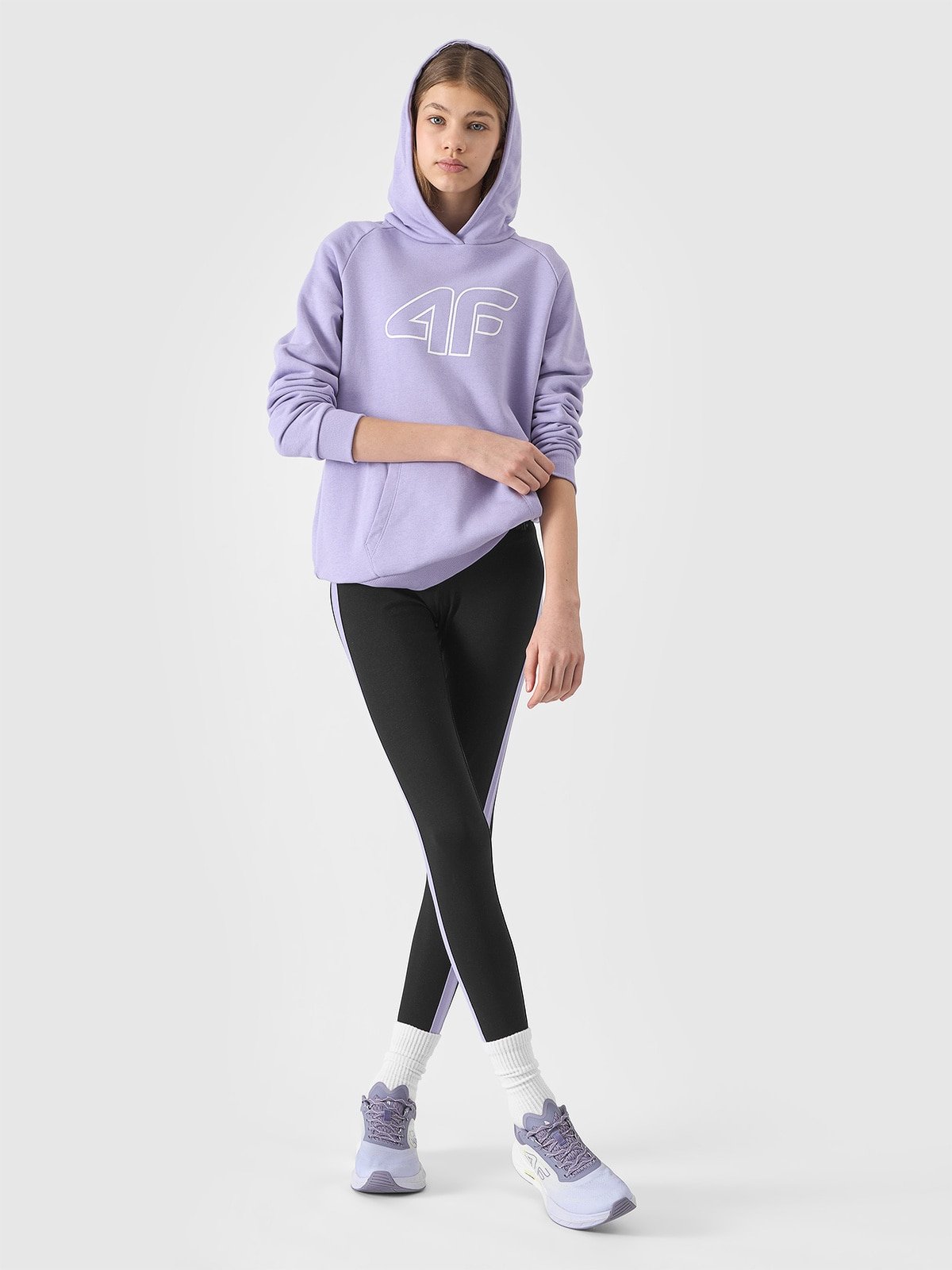 4F Legginsy dzianinowe z bawełną organiczną dziewczęce - czarne 164 (13-14 lat)