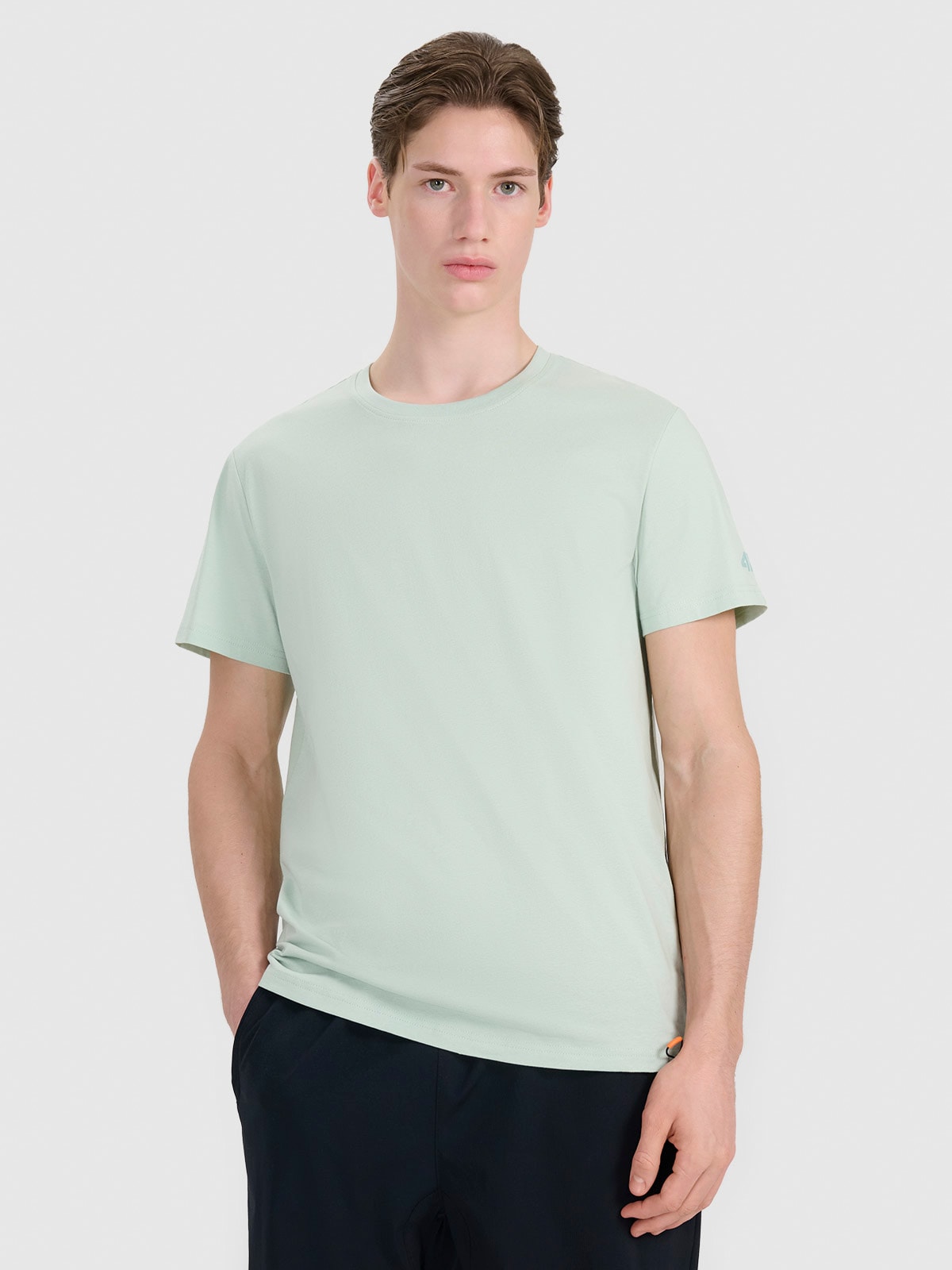 4F T-shirt regular z nadrukiem męski - turkusowy XXL