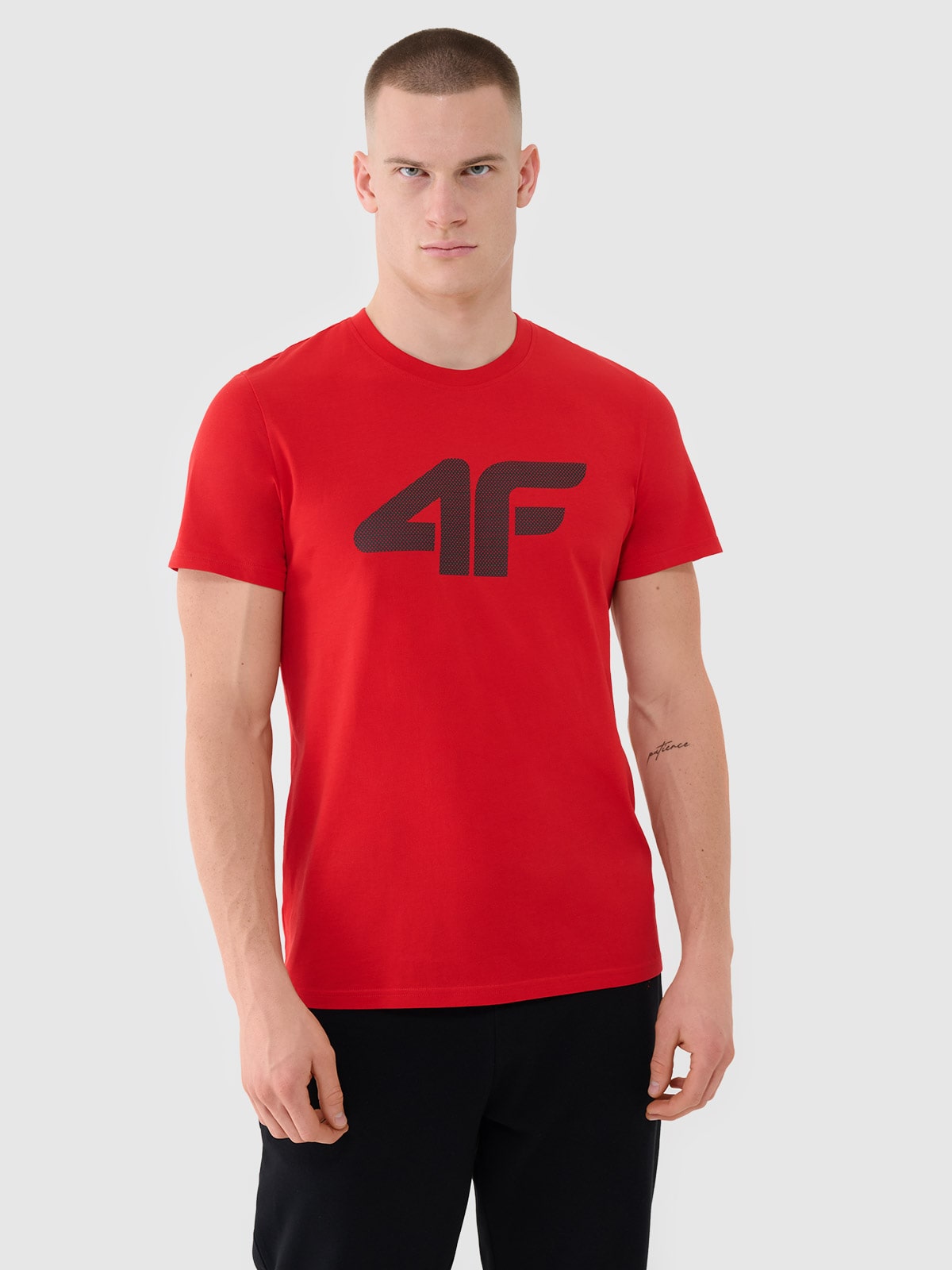 4F T-shirt regular z nadrukiem męski - czerwony S