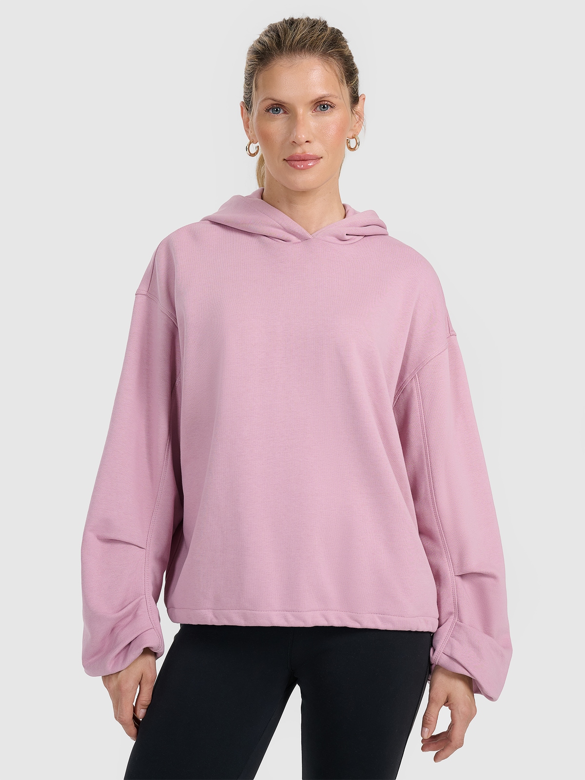 4F Bluza dresowa nierozpinana z kapturem damska - różowa S