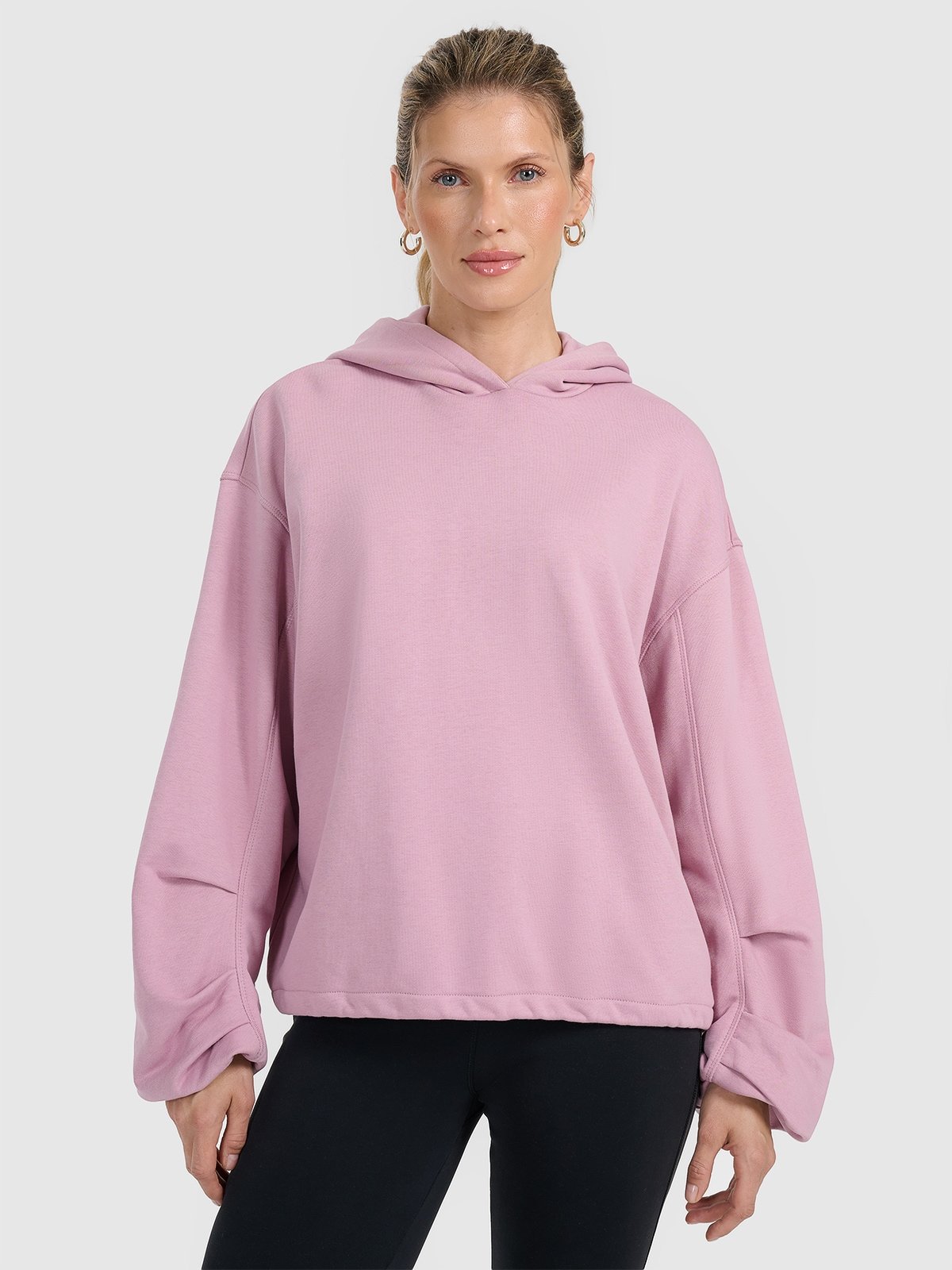 4F Bluza dresowa nierozpinana z kapturem damska - różowa S