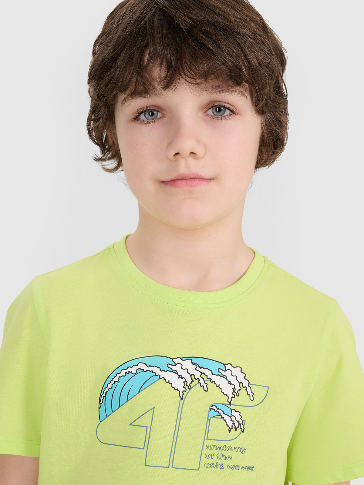 4F T-shirt regular z nadrukiem chłopięcy - zielony 164 (13-14 lat)