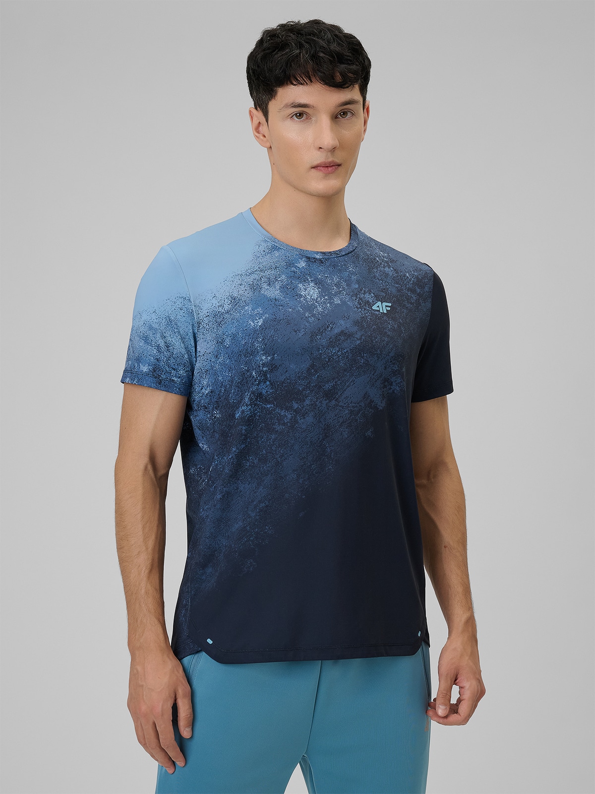 4F Koszulka treningowa regular szybkoschnąca męska - niebieska XXL