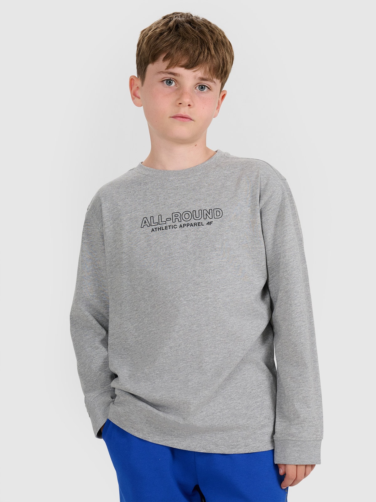 4F Longlseeve regular z nadrukiem chłopięcy - szary 122 (6-7 lat)