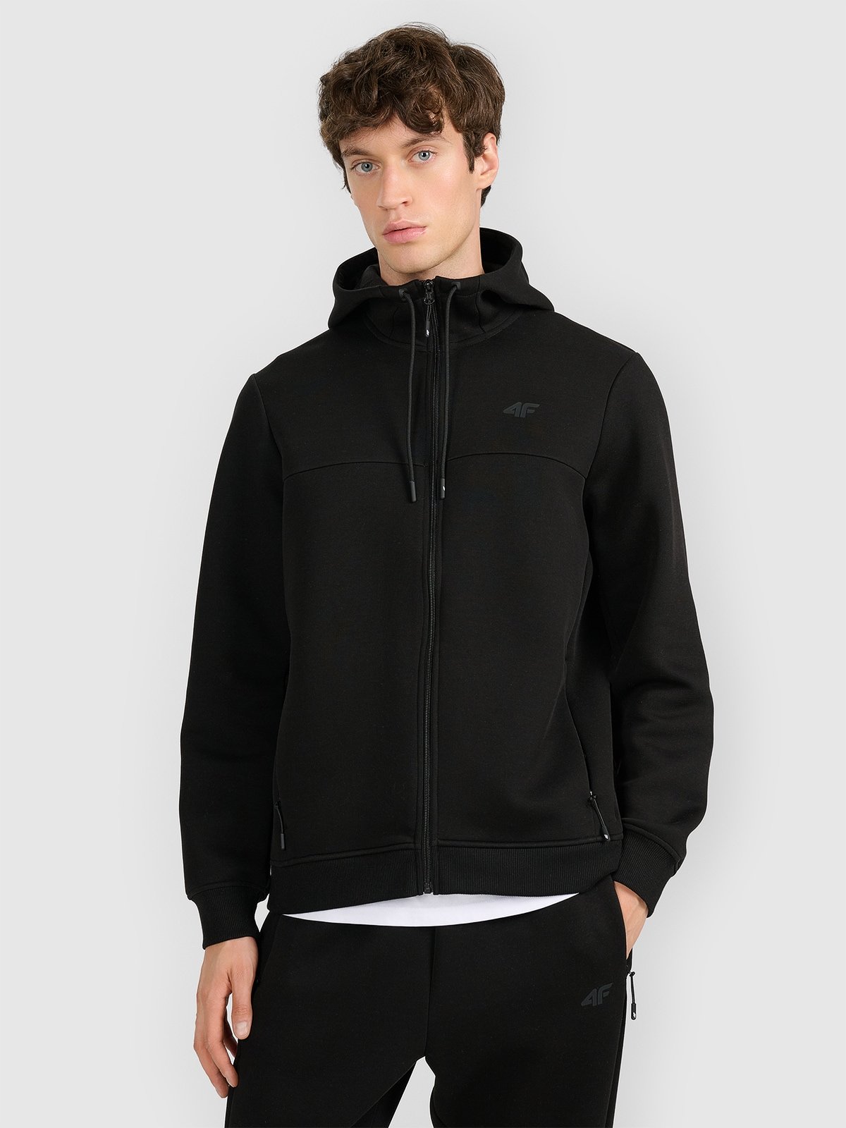 4F Bluza dresowa rozpinana z kapturem męska - czarna 3XL